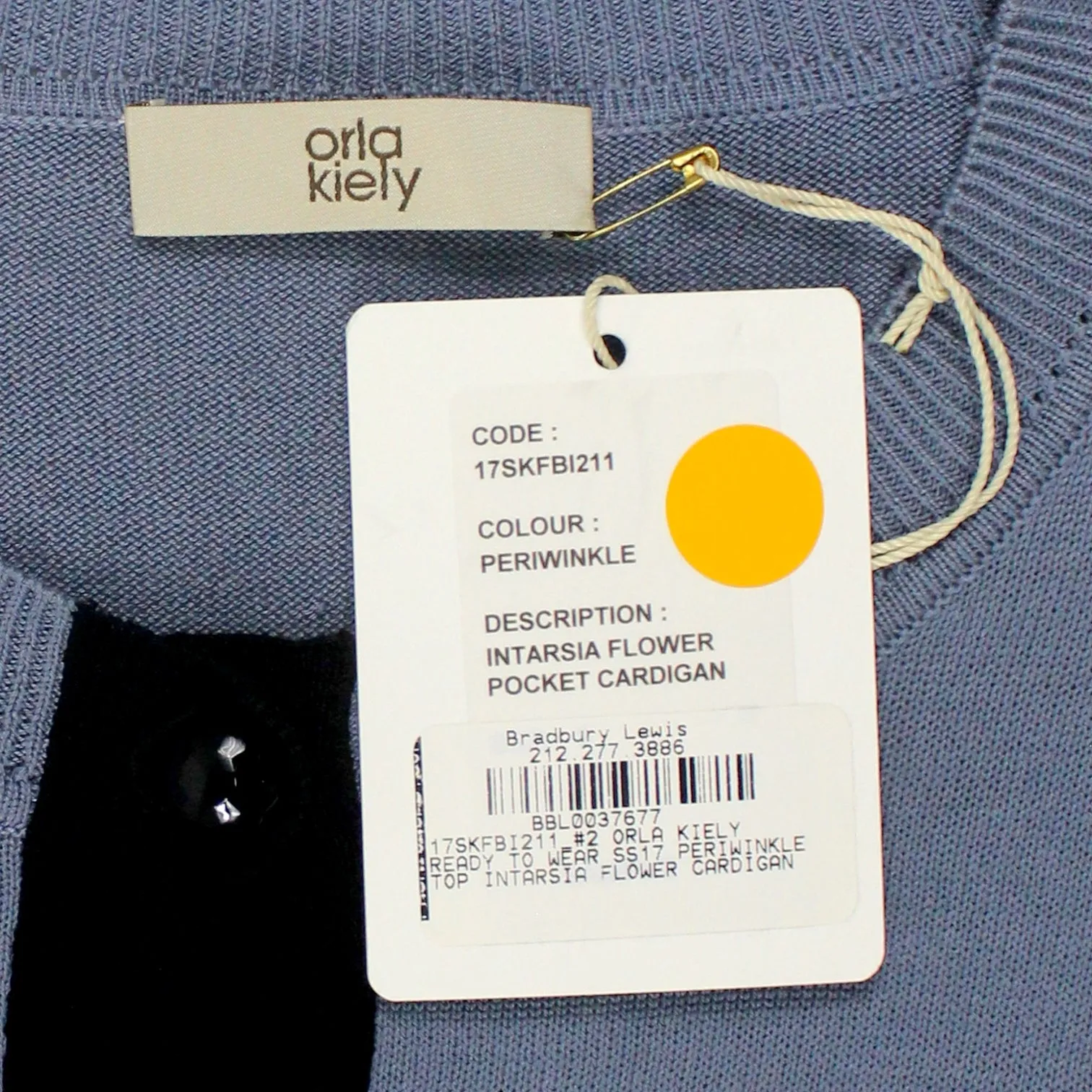 Orla Kiely Blue Intarsia Flower Pocket Cardigan