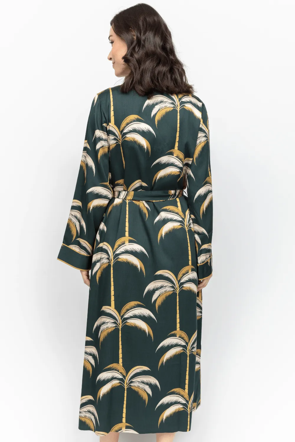 Pimlico Palm Print Long Dressing Gown