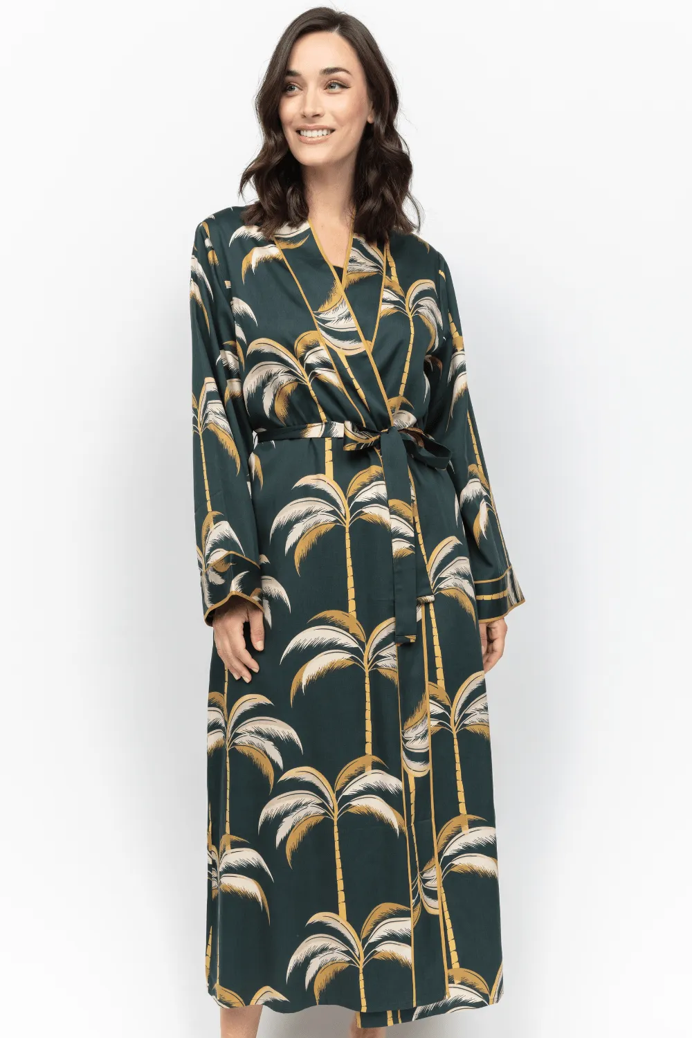 Pimlico Palm Print Long Dressing Gown