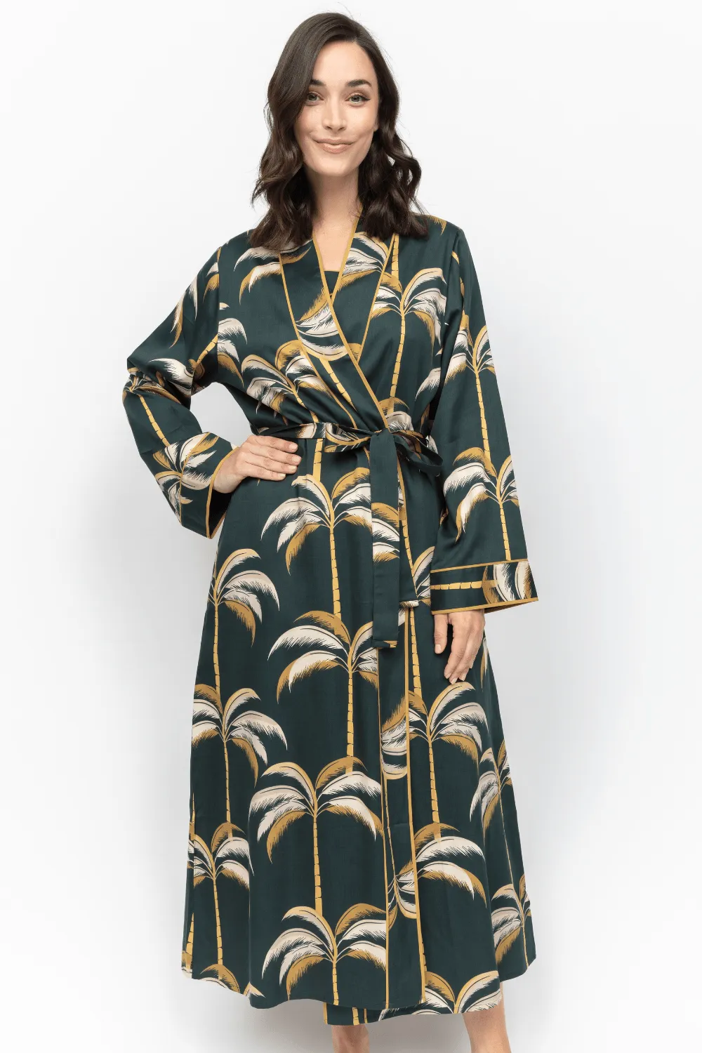 Pimlico Palm Print Long Dressing Gown