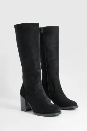 Platform Block Heel Knee High Boots