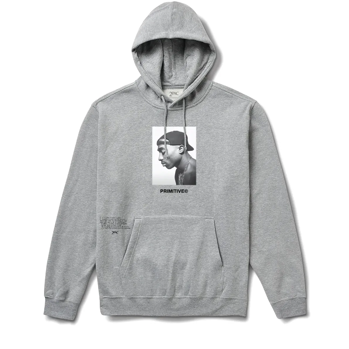 PRIMITIVE SWEAT 2PAC NO CHANGES HOOD HEATHER GREY/NOIR (2 COLORIS)