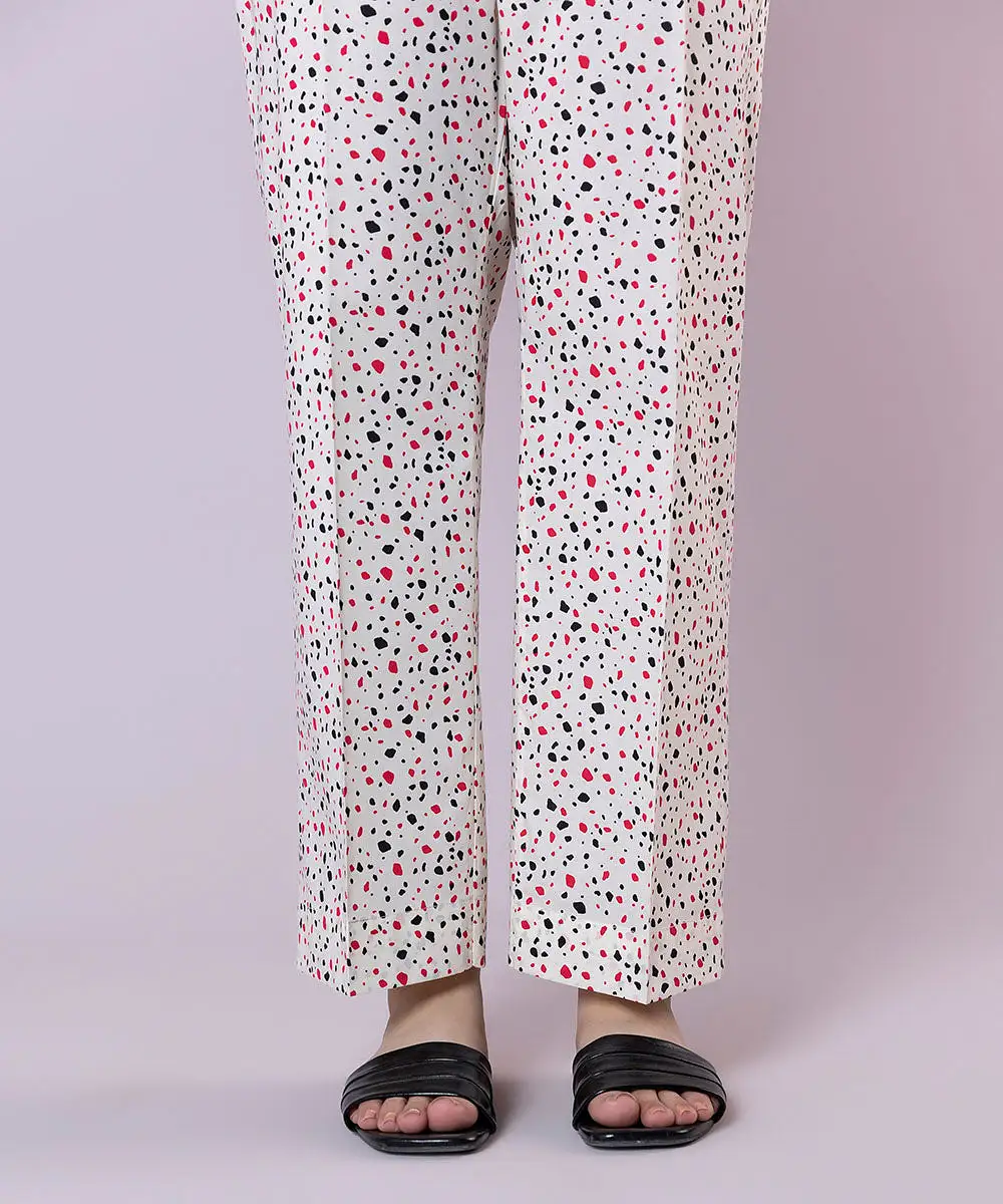 Printed Cotton Straight Pants