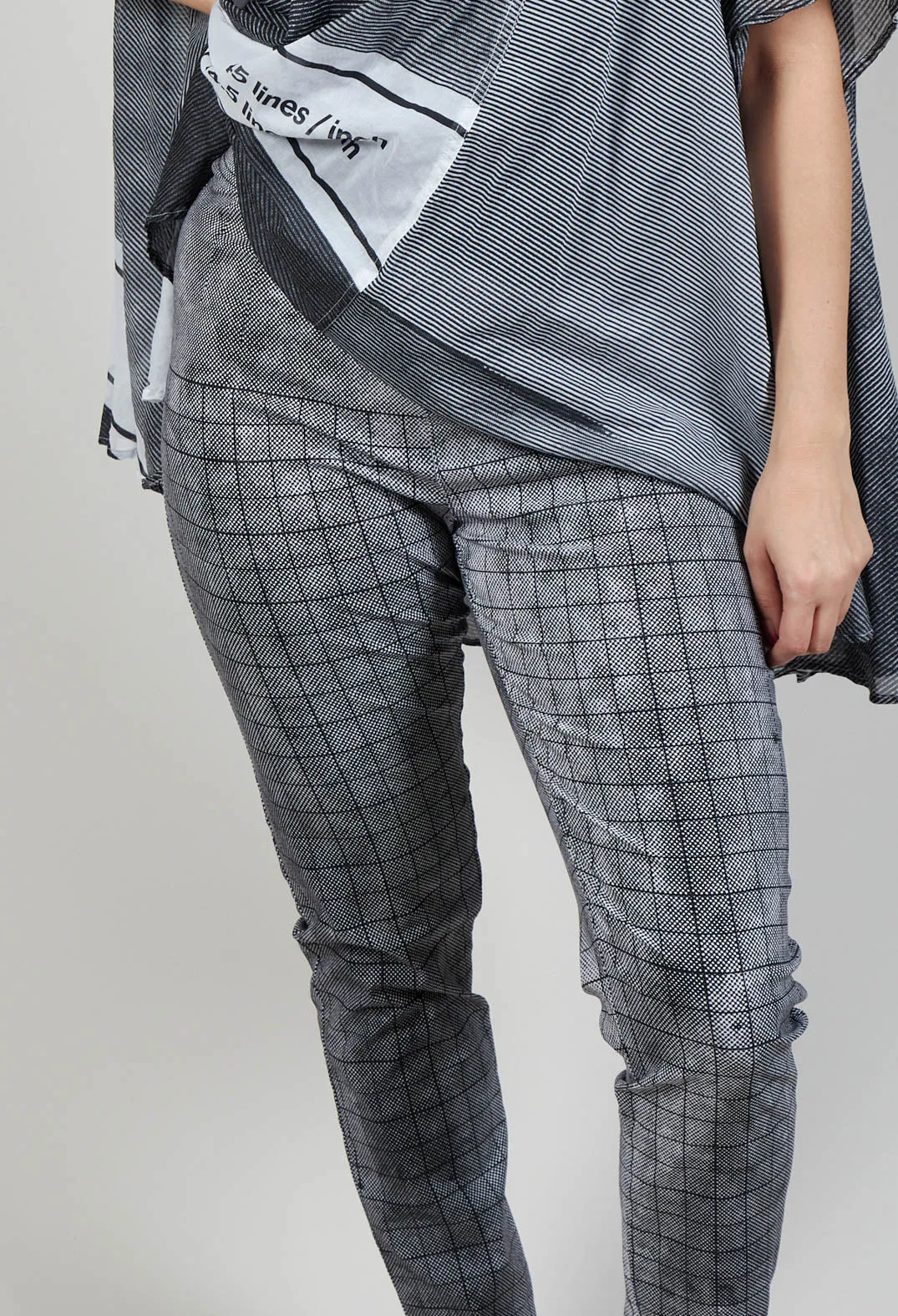 Pull On Slim Fit Trousers in Black Print