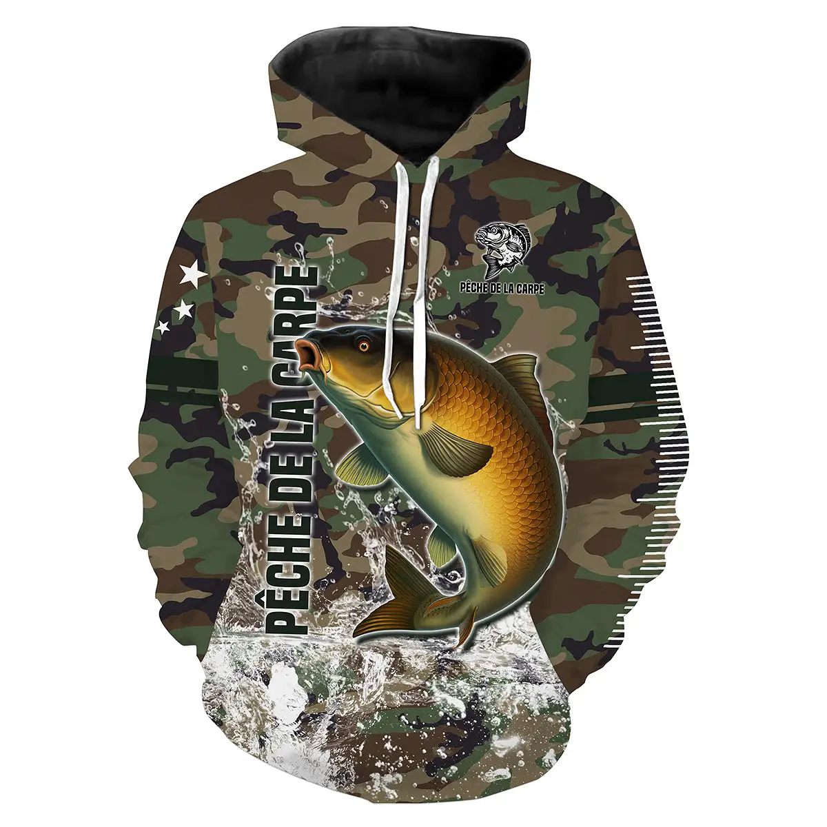 Pêche de la Carpe, Cadeau Original Pêcheur, Camouflage Pêche, Tee Shirt, Sweat à capuche, Vêtement Anti UV, Cadeau Personnalisé 