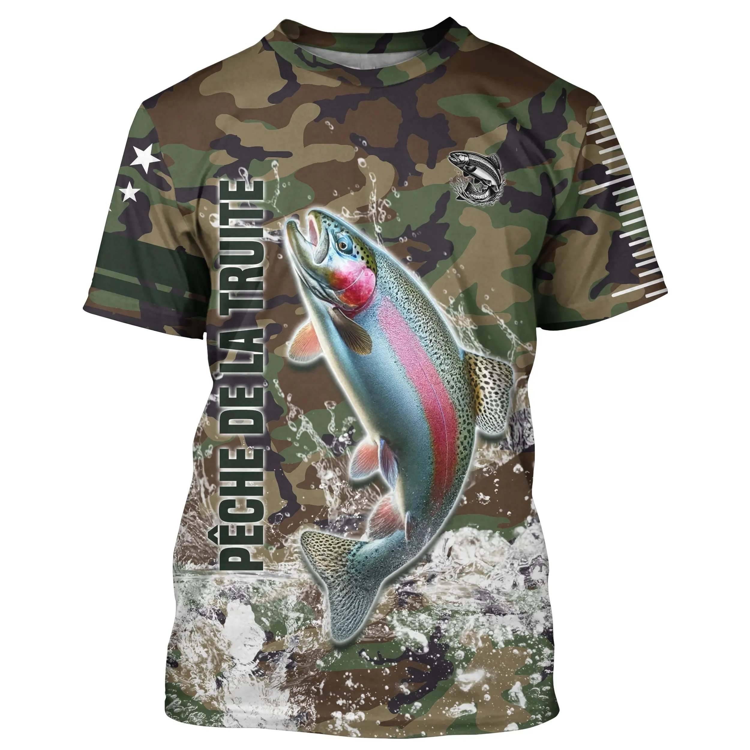 Pêche de la Truite, Cadeau Original Pêcheur, Camouflage Pêche, Tee Shirt, Sweat à capuche, Vêtement Anti UV, Cadeau Personnalisé