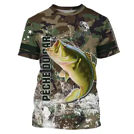 Pêche du Bar, Cadeau Original Pêcheur, Camouflage Pêche, Tee Shirt, Sweat à capuche, Vêtement Anti UV, Cadeau Personnalisé Pour 