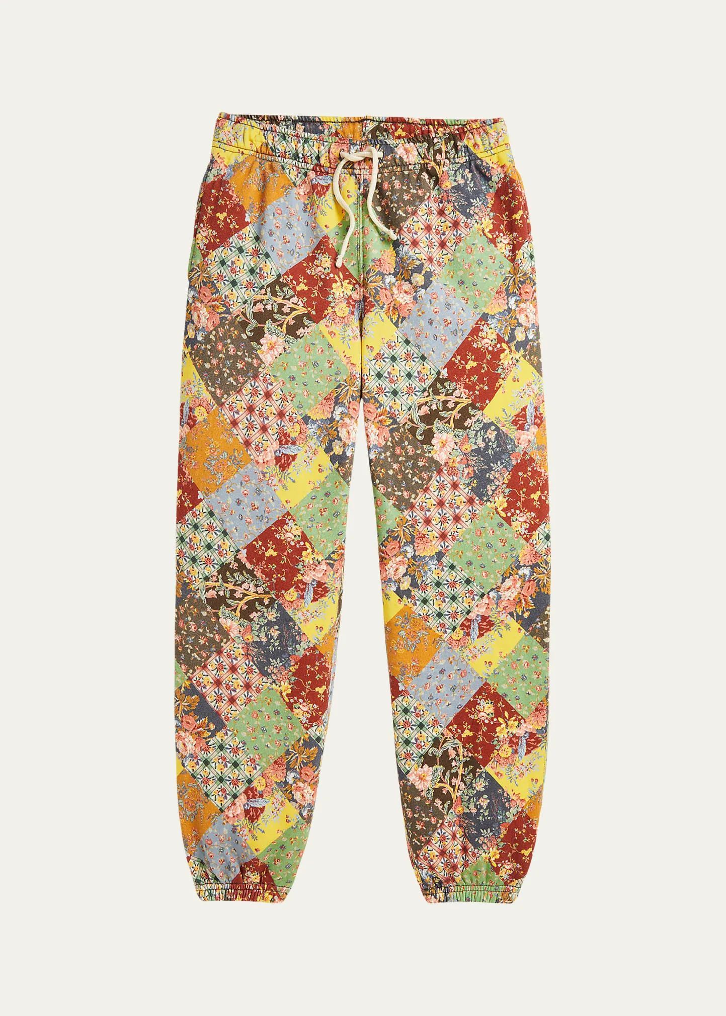 Ralph Lauren Childrenswear Girls Multicolor Patchwork-Print Fleece Pants, Size S-XL