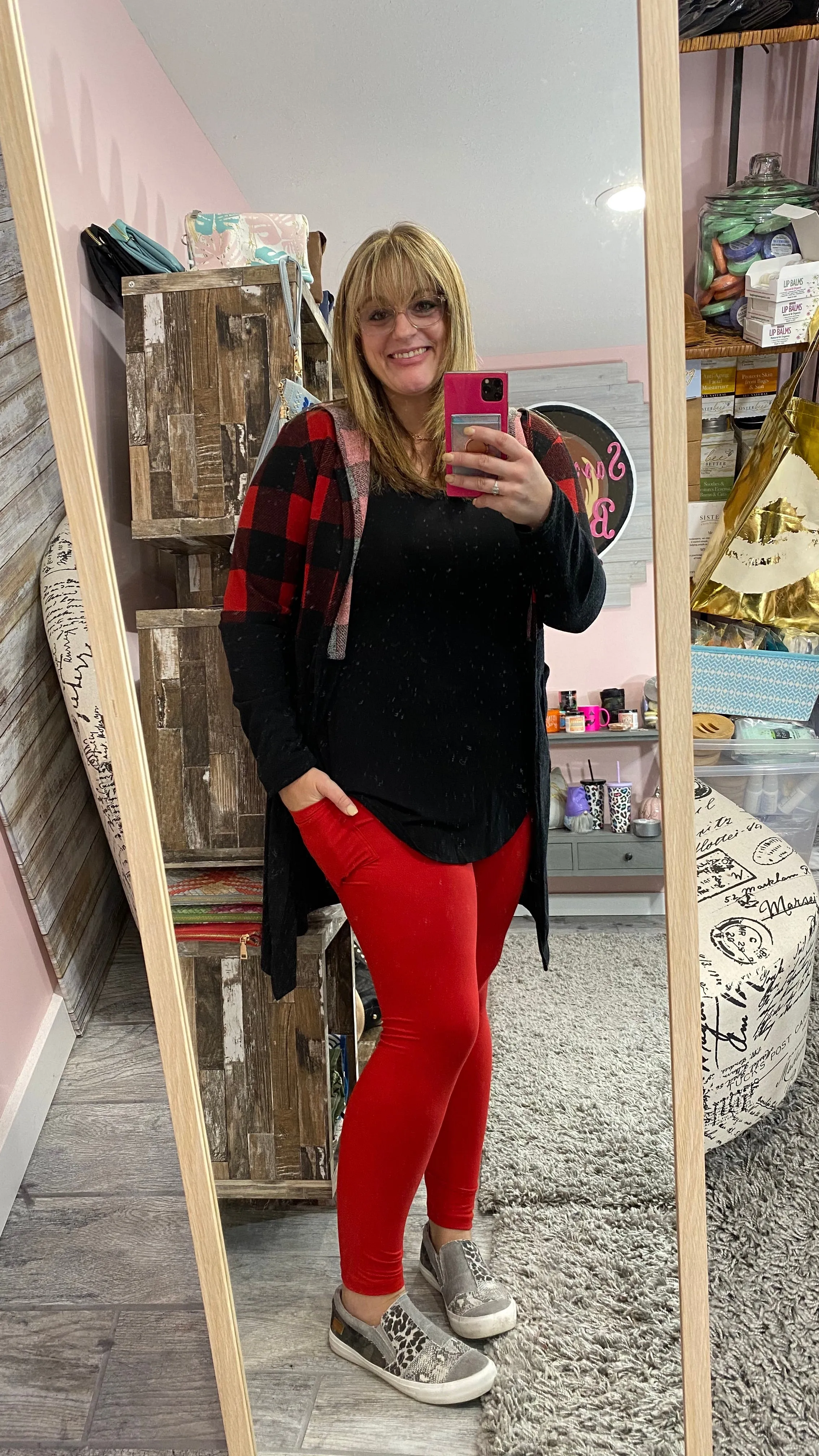 Red Pocket Leggings