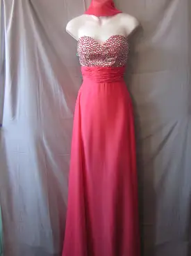 SALE Beaded Sweetheart Top Long Chiffon Gown Size XS Style 2903