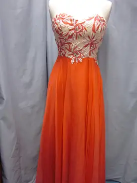 SALE Embroidery  Bodice and Chiffon Long Gown Size S Style 8144