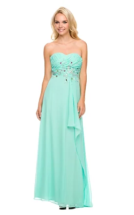 SALE Strapless Beaded Chiffon Long Gown Size L Style 2730