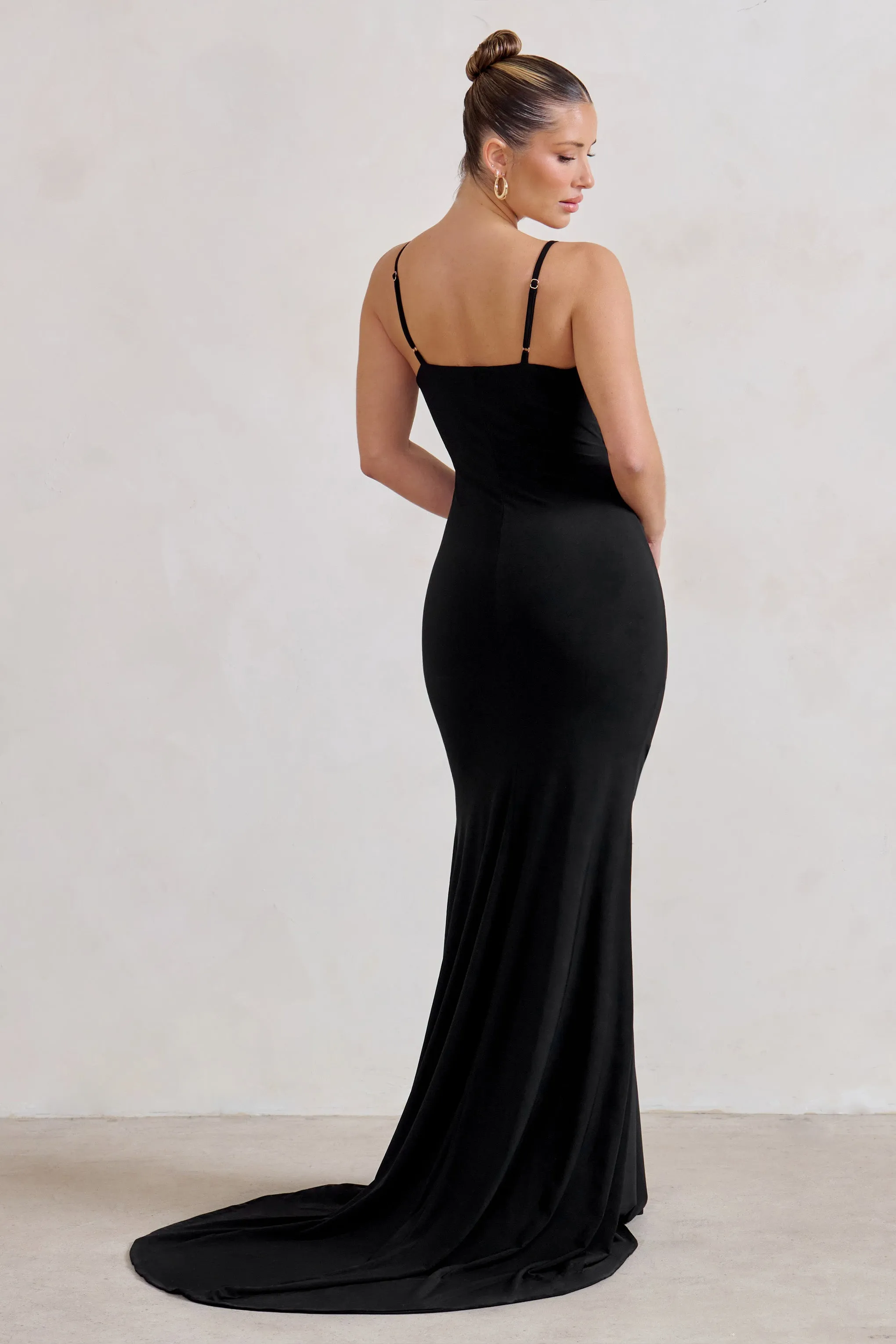 Sammi | Black Cami Plunge Wrap Maxi Dress