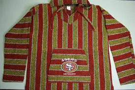 San Francisco 49ers SF Drug Rug Vintage Mexican Poncho Team Logo Hoodie