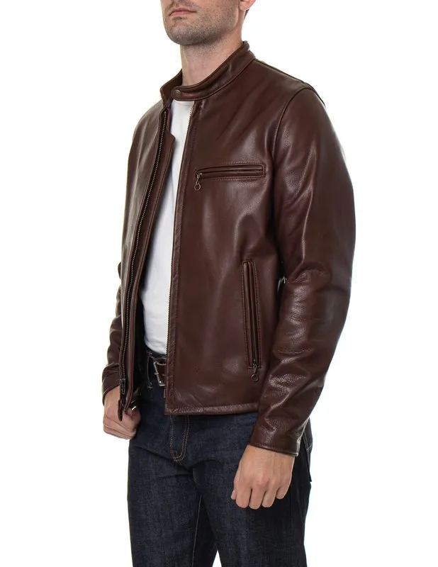 Schott NYC - 530 - Cafe Racer Leather Jacket - Brown