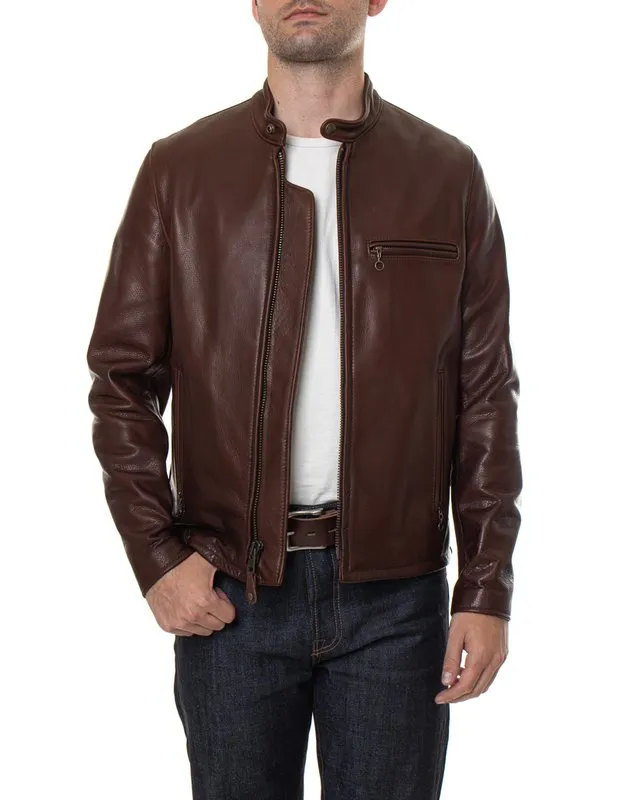 Schott NYC - 530 - Cafe Racer Leather Jacket - Brown