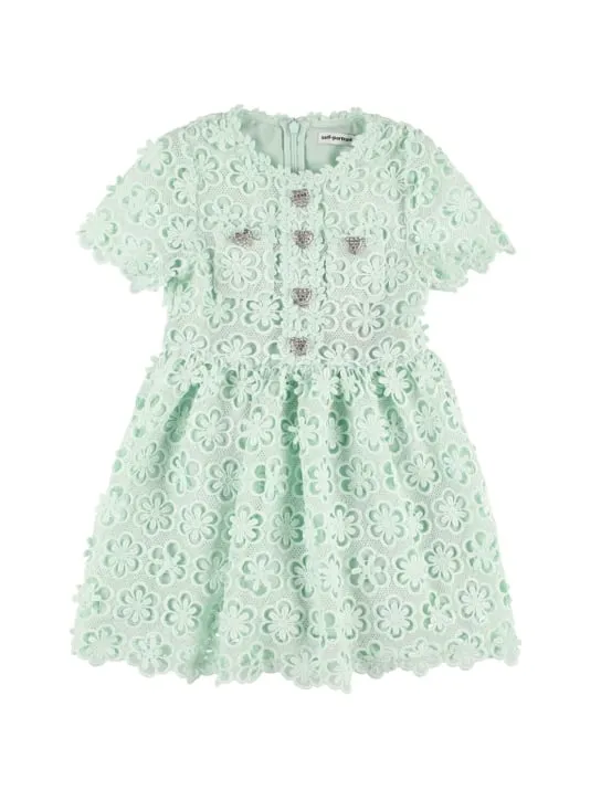 Self-portrait   Macramé lace dress w/embellished buttons 