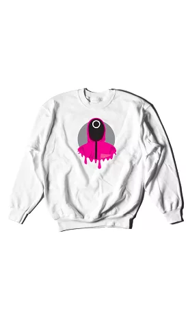 Squid Game Circle Masked Soldier - Digital Graphics Basic Sweat Shirt White