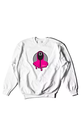 Squid Game Square Masked Soldier - Digital Graphics Basic Sweat Shirt White