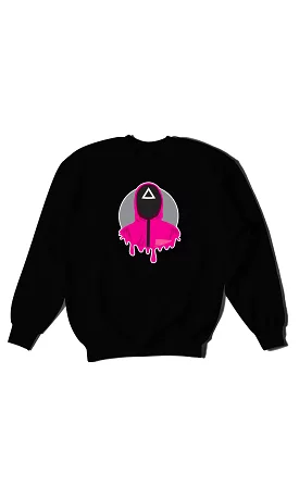 Squid Game Triangle Masked Soldier - Digital Graphics Basic Sweat Shirt Black