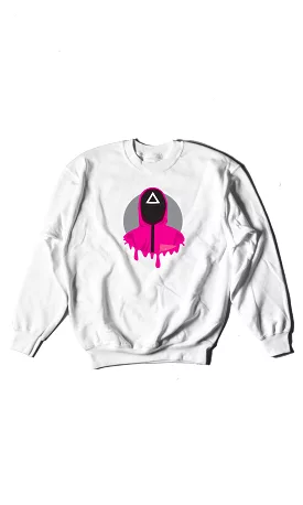 Squid Game Triangle Masked Soldier - Digital Graphics Basic Sweat Shirt White