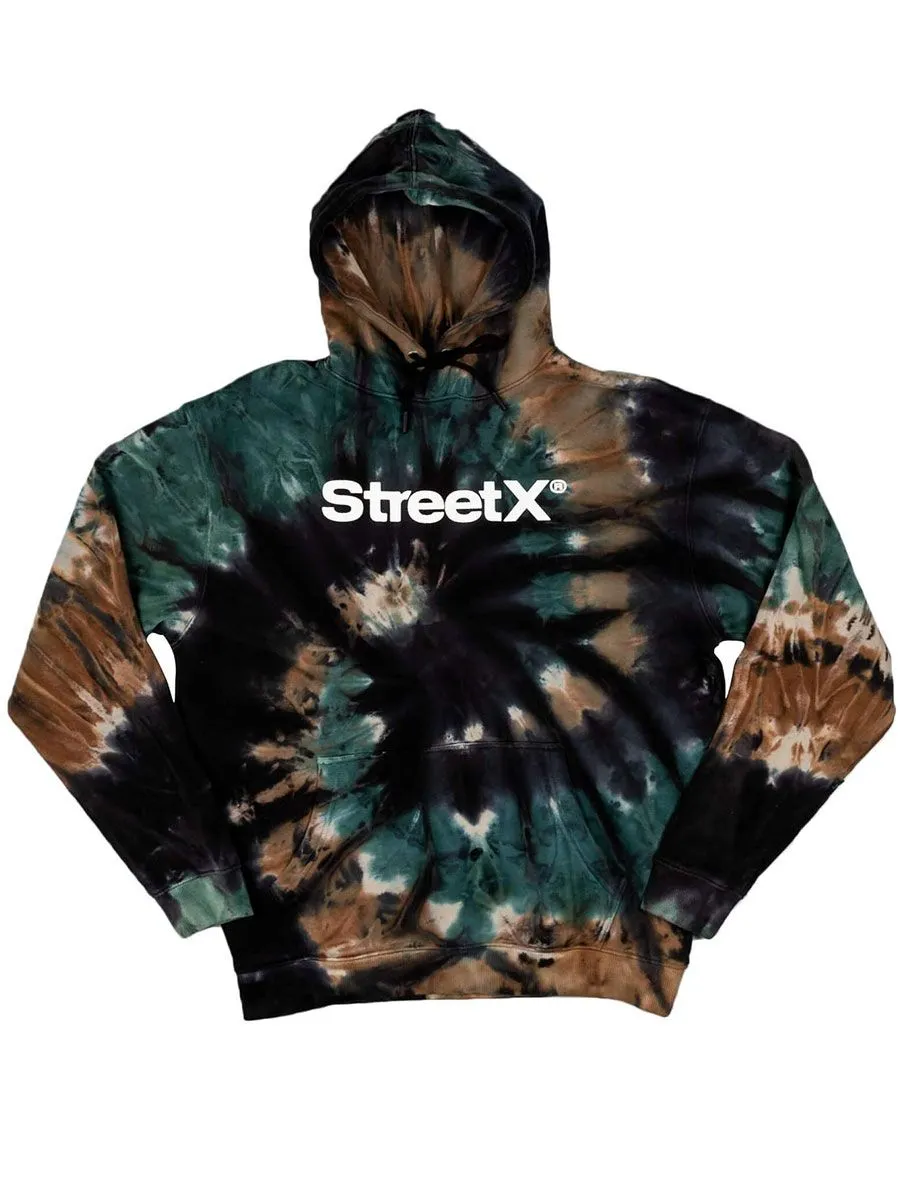 StreetX Wordmark Tie Dye Pullover Hoody - Green