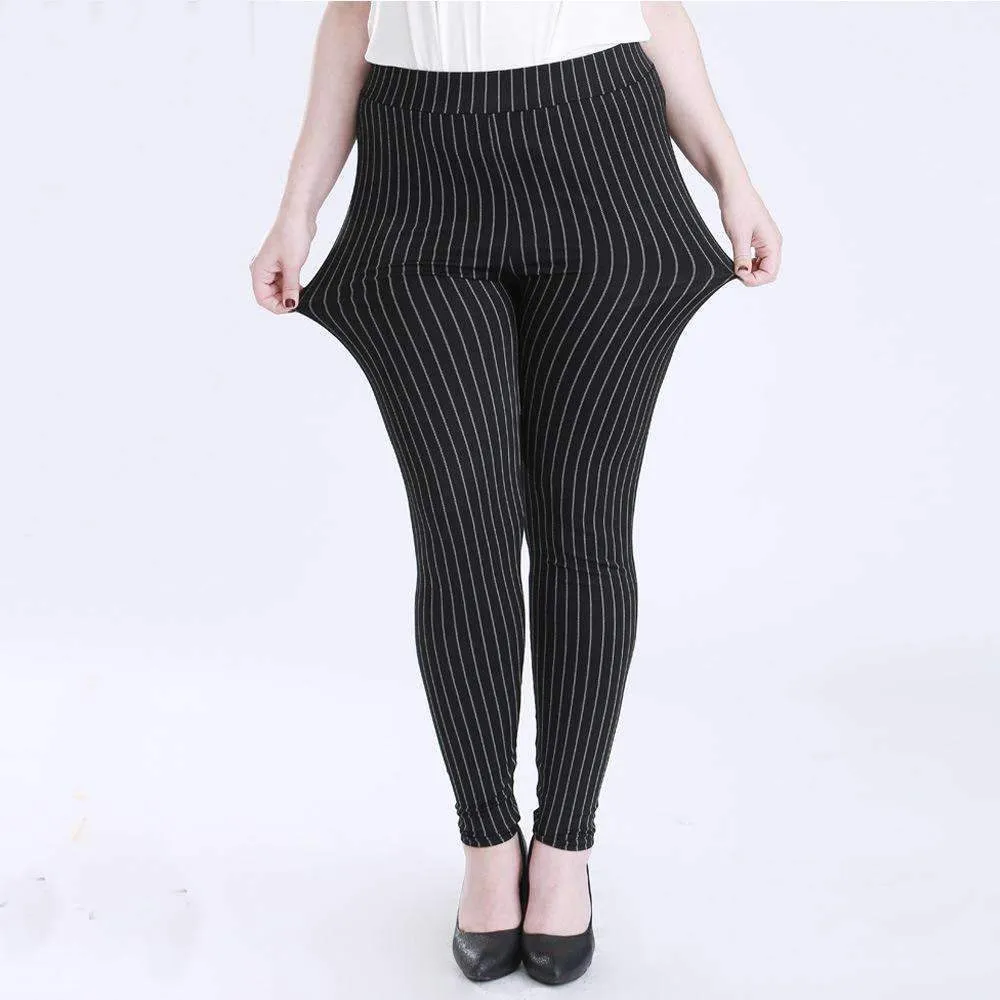 Stretchy Plus Size Striped Leggings