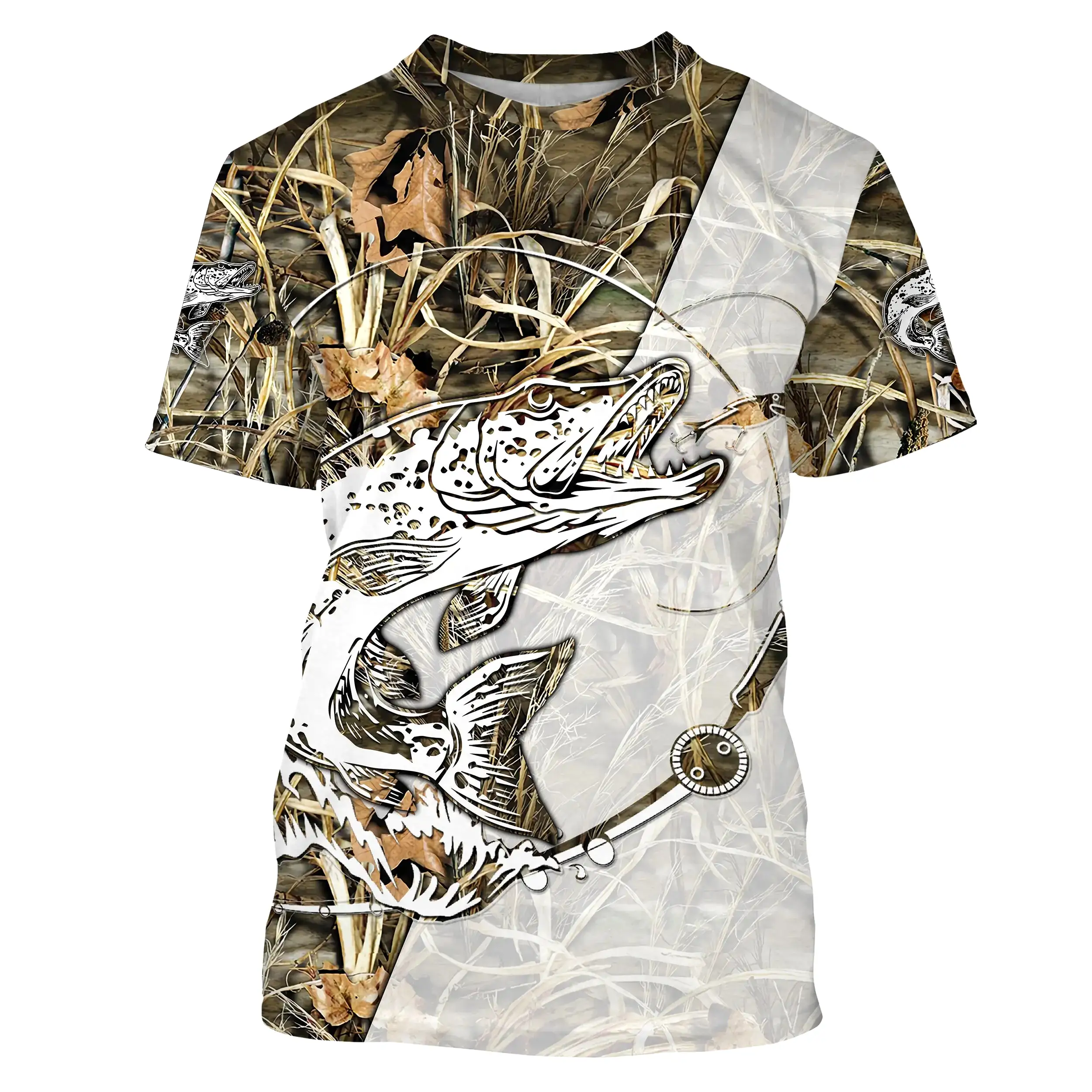 T-Shirt Camouflage Anti UV - Sweat Pour Pêcheur - Pêche Du Brochet - CTS26052225