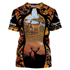 T-shirt Camouflage Chasse Au Cerf, Cadeau Personnalisé Chasseur, Vêtements De Chasse - CT06092214