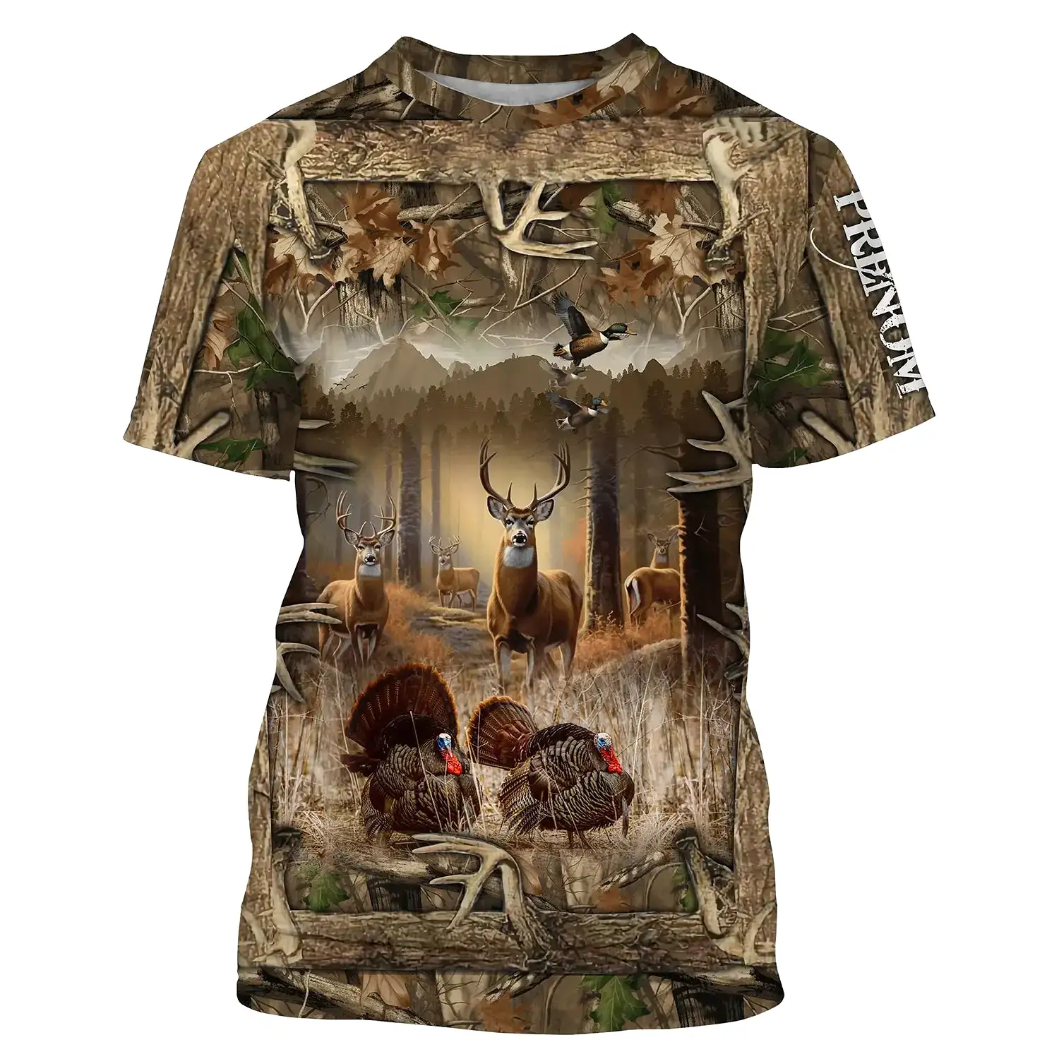 T-shirt Camouflage Chasse Au Cerf, Corne De Cerf, Cadeau Personnalisé Chasseur - CT07092237