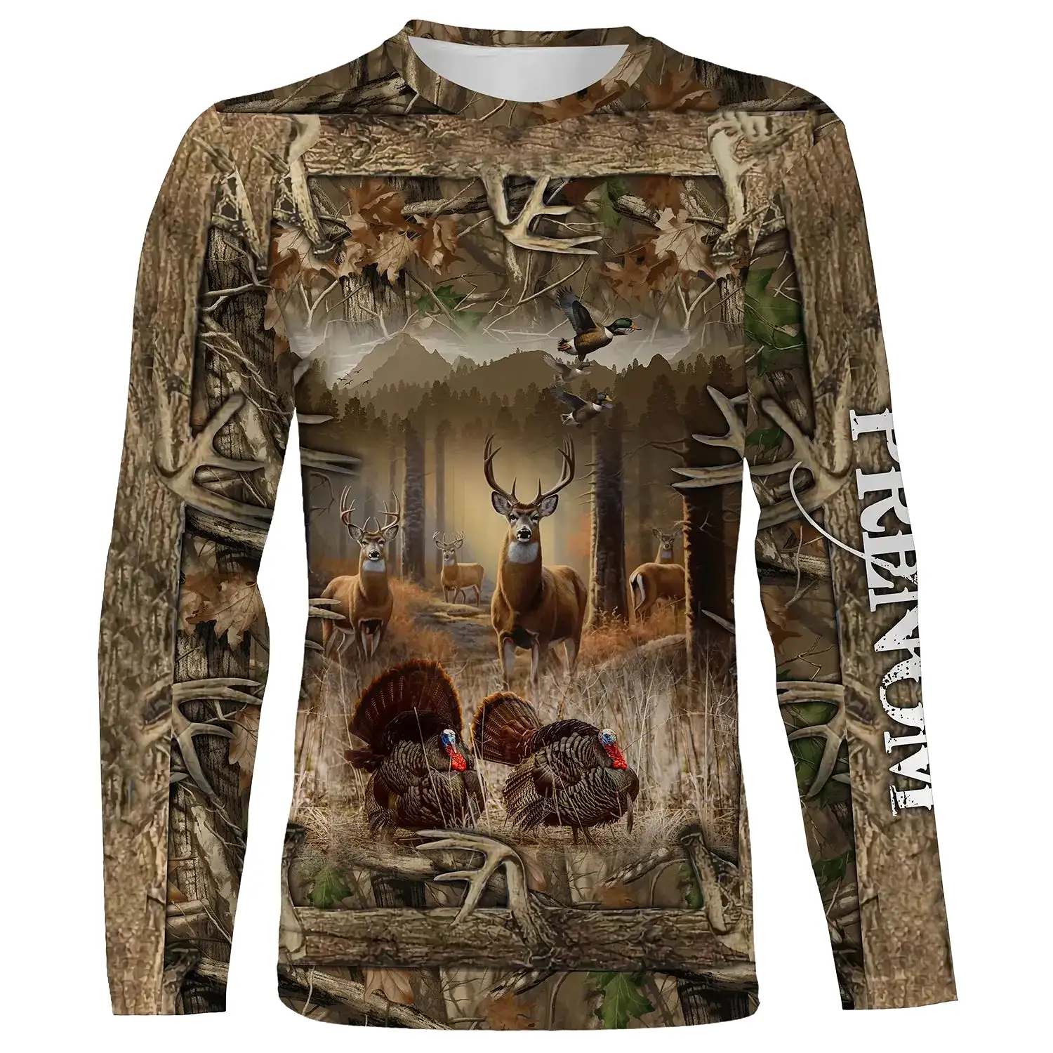 T-shirt Camouflage Chasse Au Cerf, Corne De Cerf, Cadeau Personnalisé Chasseur - CT07092237