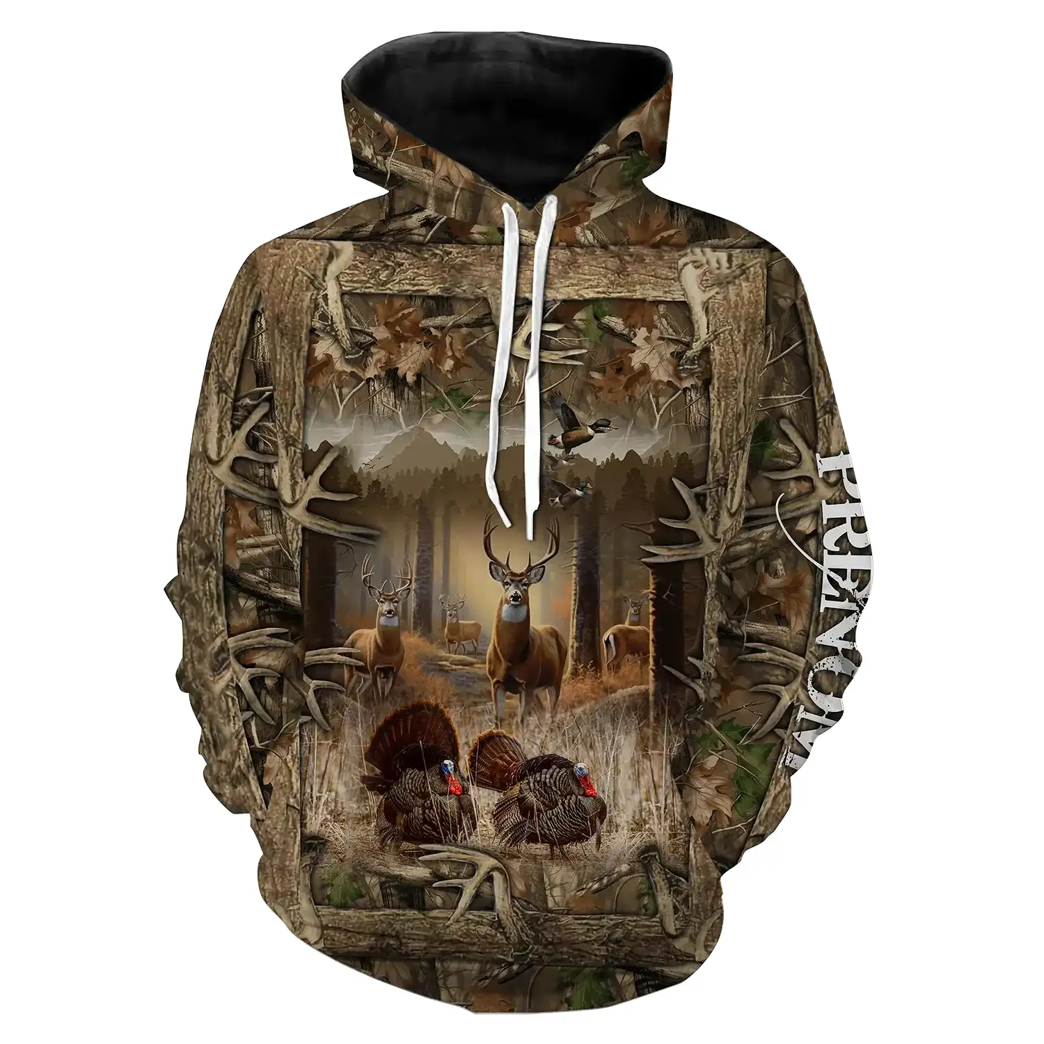 T-shirt Camouflage Chasse Au Cerf, Corne De Cerf, Cadeau Personnalisé Chasseur - CT07092237