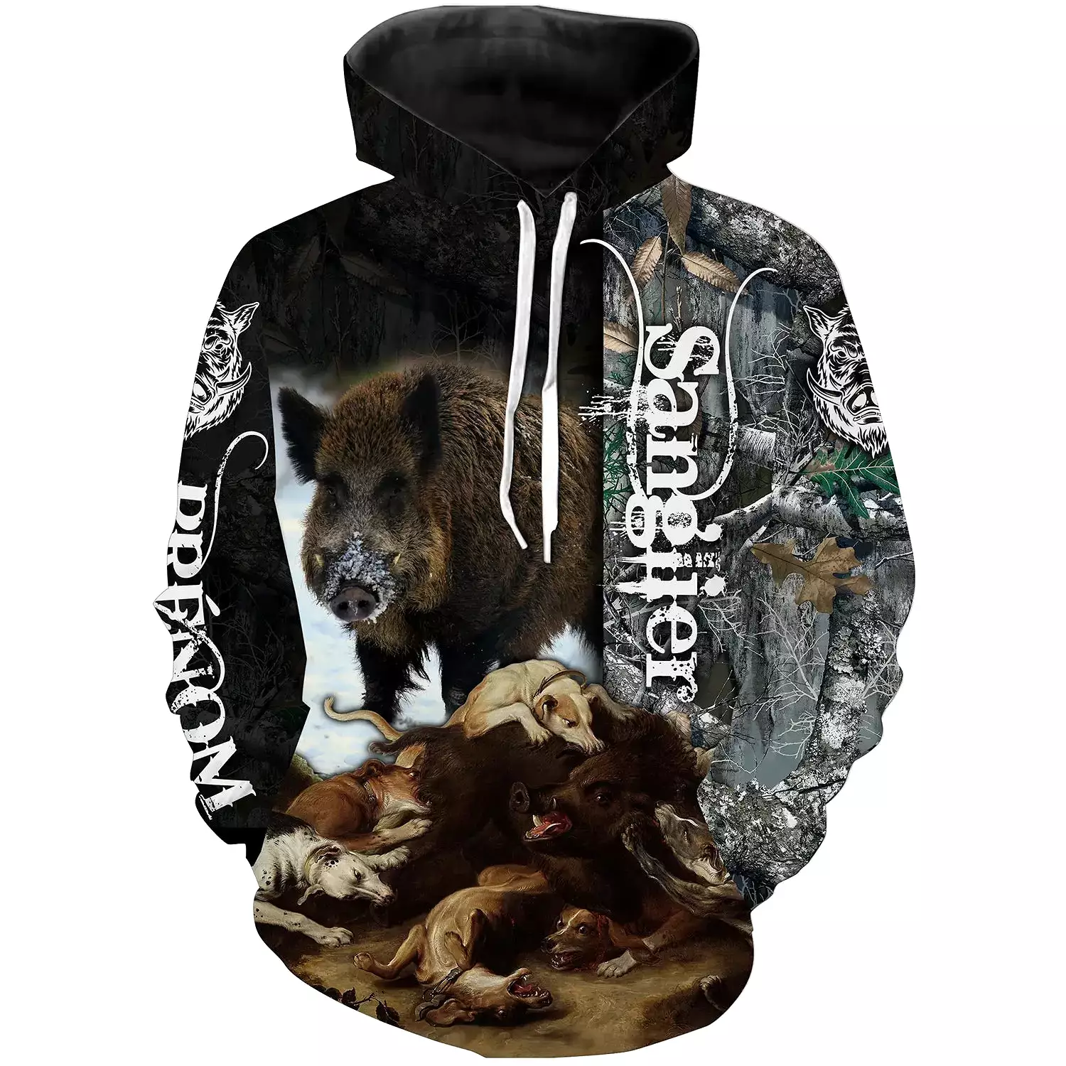 T-shirt Camouflage De Chasse, Chasse Aux Sangliers, Chasse à Courre, Chien De Chasse - CT05092227