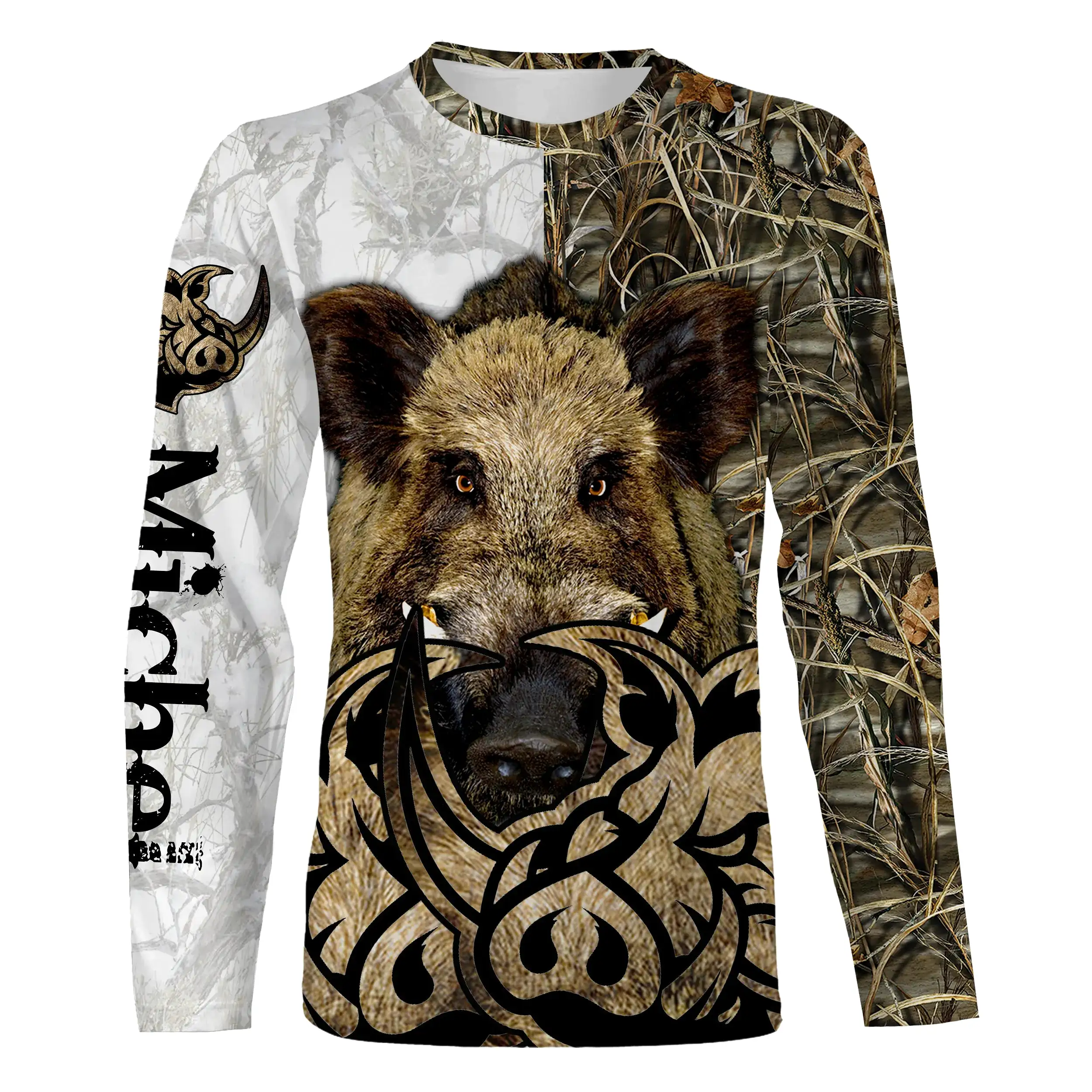 T-shirt Camouflage Personnalisé Chasse Aux Sangliers, Idée Cadeau Original Chasseur - CT12082222