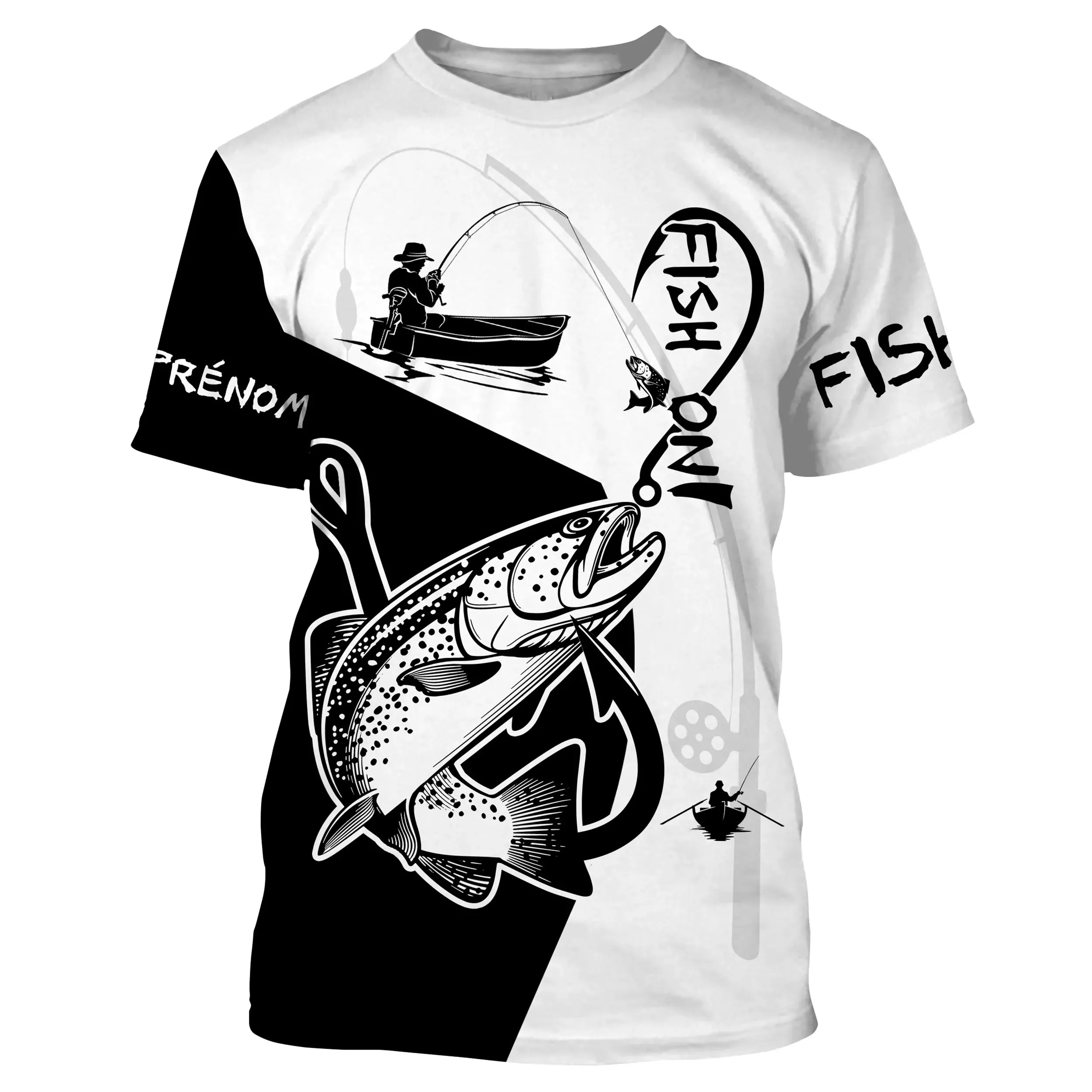 T-Shirt de Pêche Personnalisé Fish On avec Graphique Truite Dynamique - Style et Performance - CT20072212