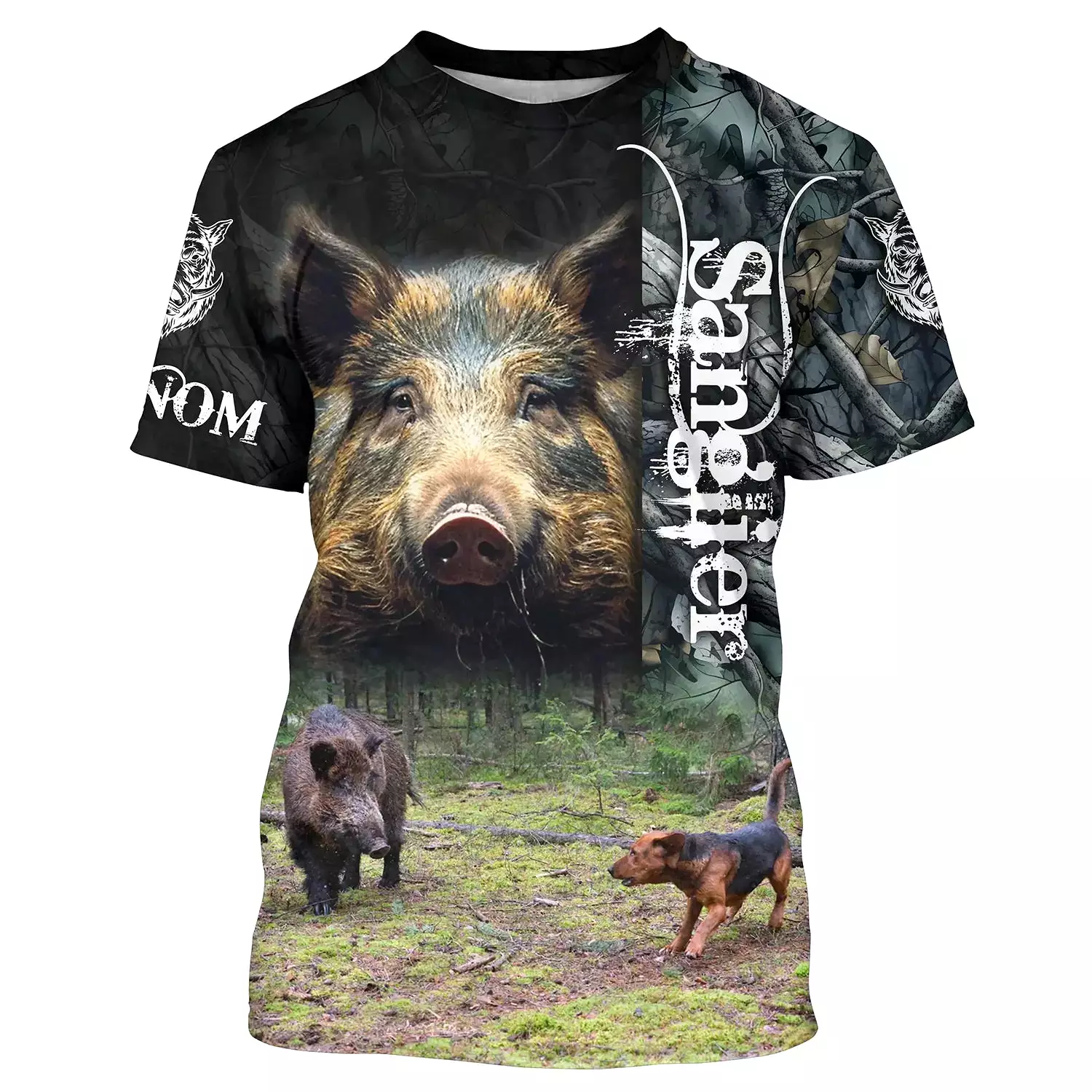 T-shirt Personnalisé Camouflage De Chasse, Chasse Aux Sangliers, Chasse  Courre, Chien De Chasse - CT05092228