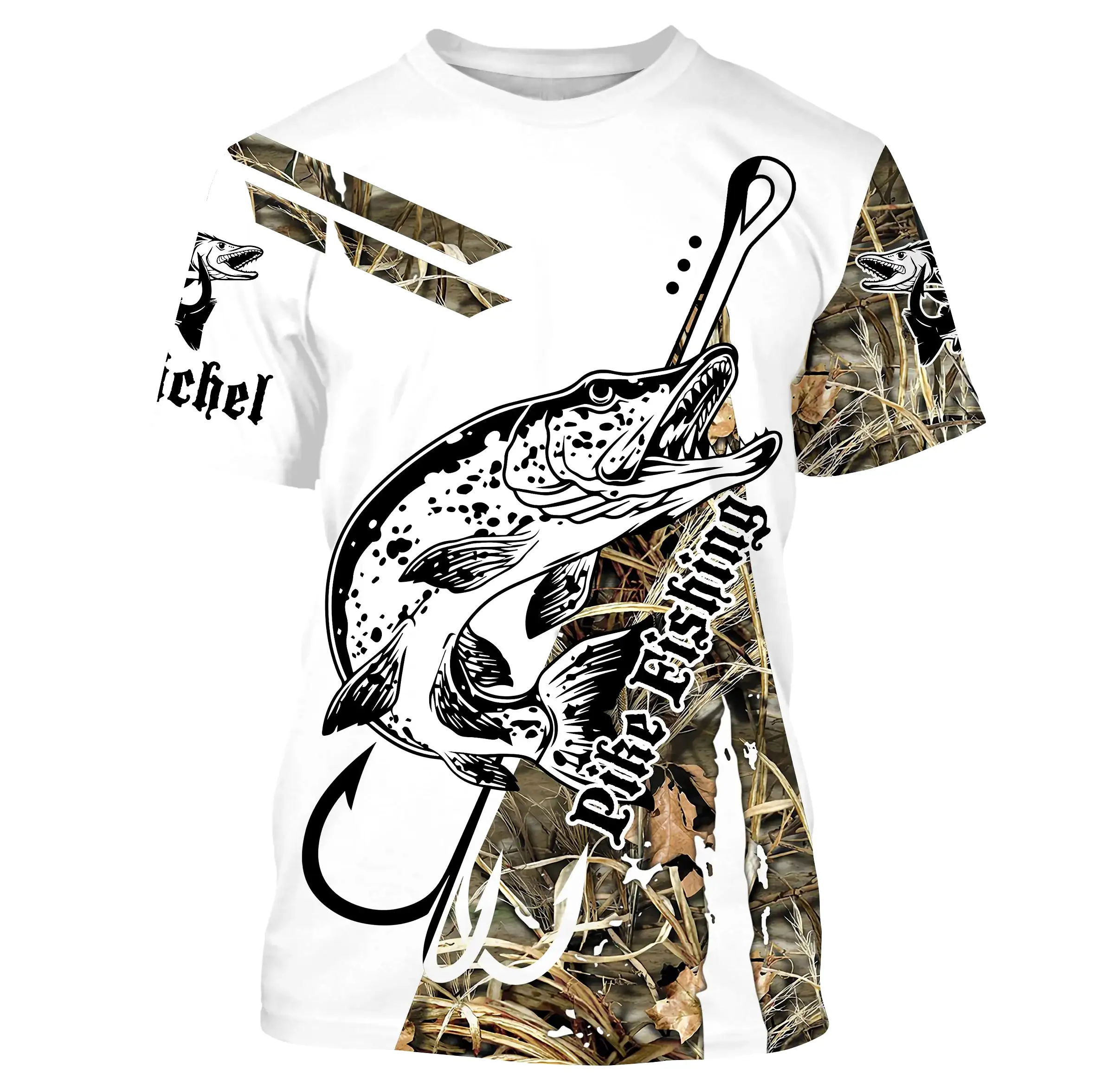 T-shirt Personnalisé Camouflage Pêche Du Brochet, Cadeau Original Pêcheur - CT28072216