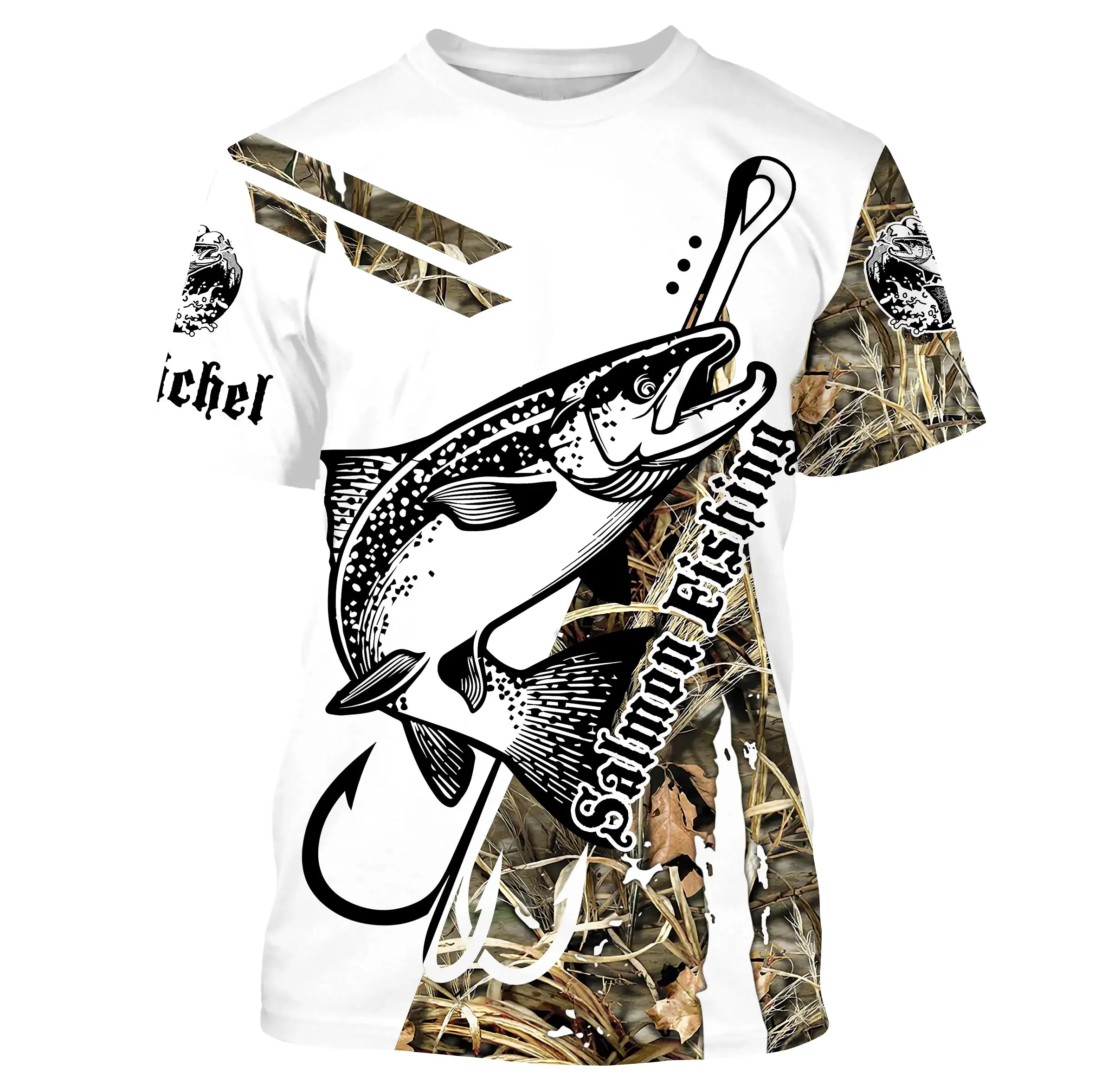 T-shirt Personnalisé Camouflage Pêche Du Saumon, Cadeau Original Pêcheur - CT28072219