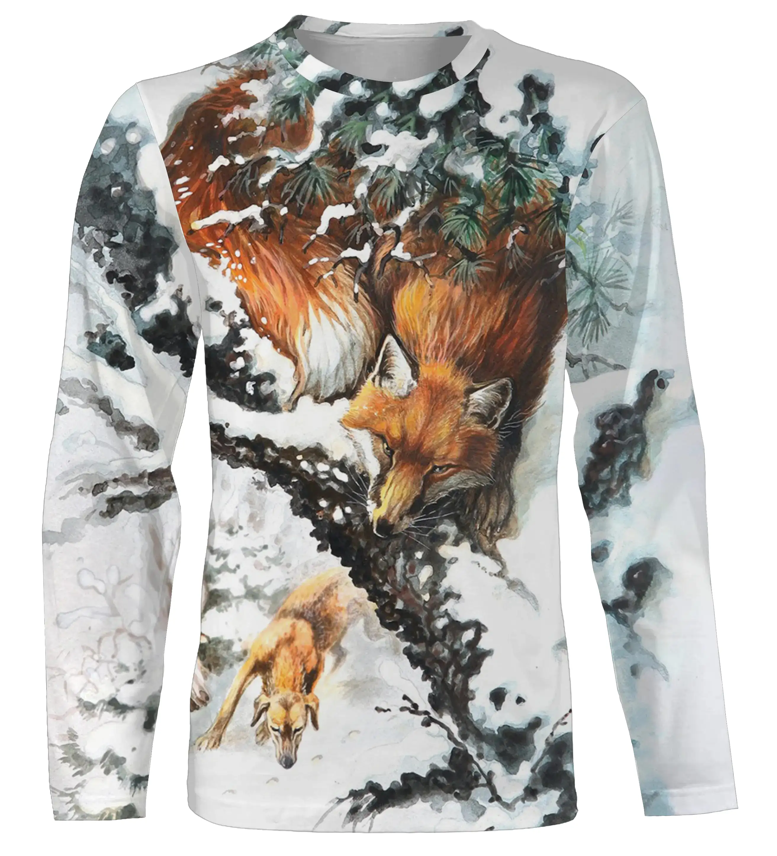 T-shirt, Sweat Chasse Au Renard, Le Renard Roux Chasse Sous La Neige - CT12112237