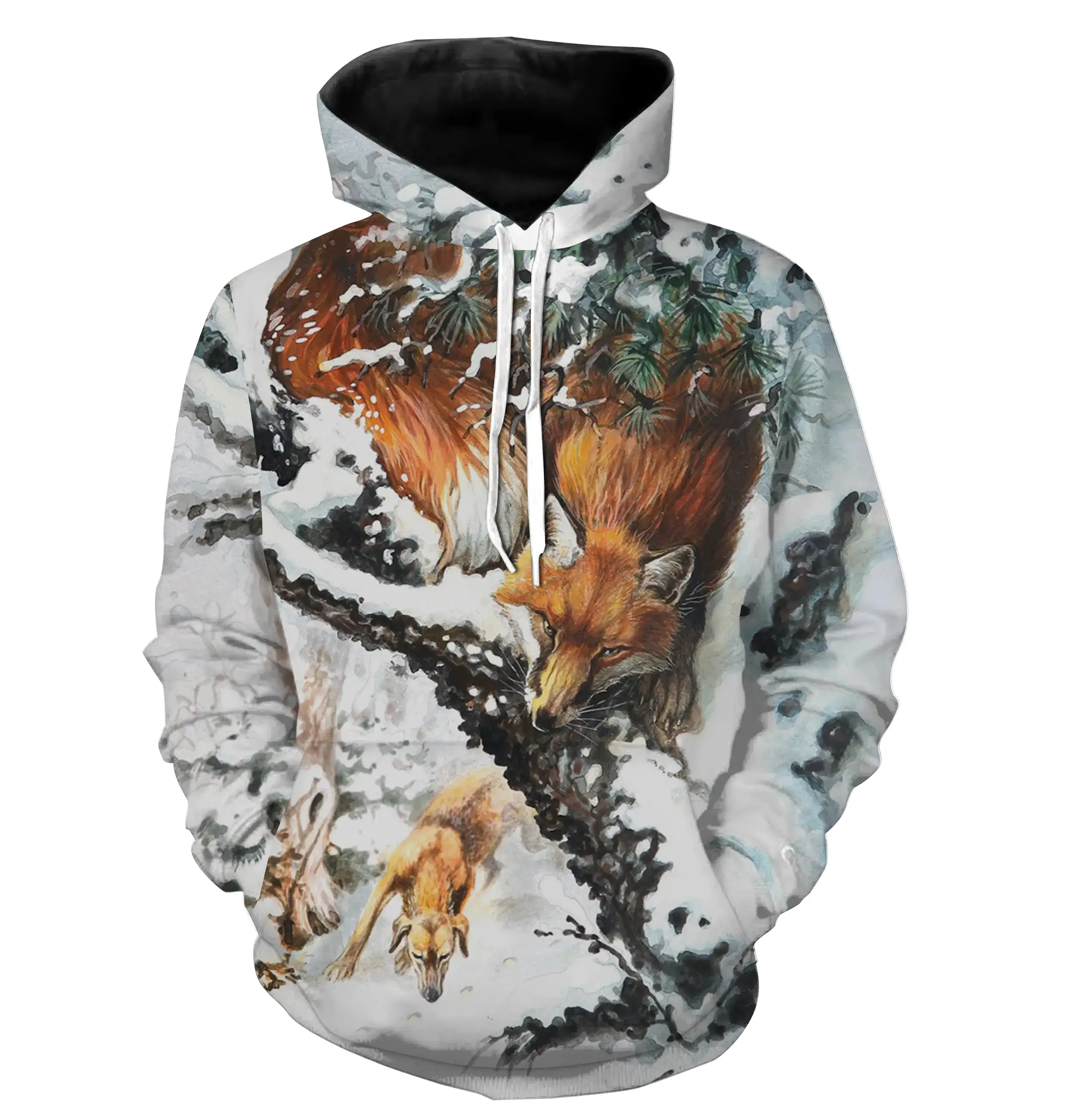 T-shirt, Sweat Chasse Au Renard, Le Renard Roux Chasse Sous La Neige - CT12112237