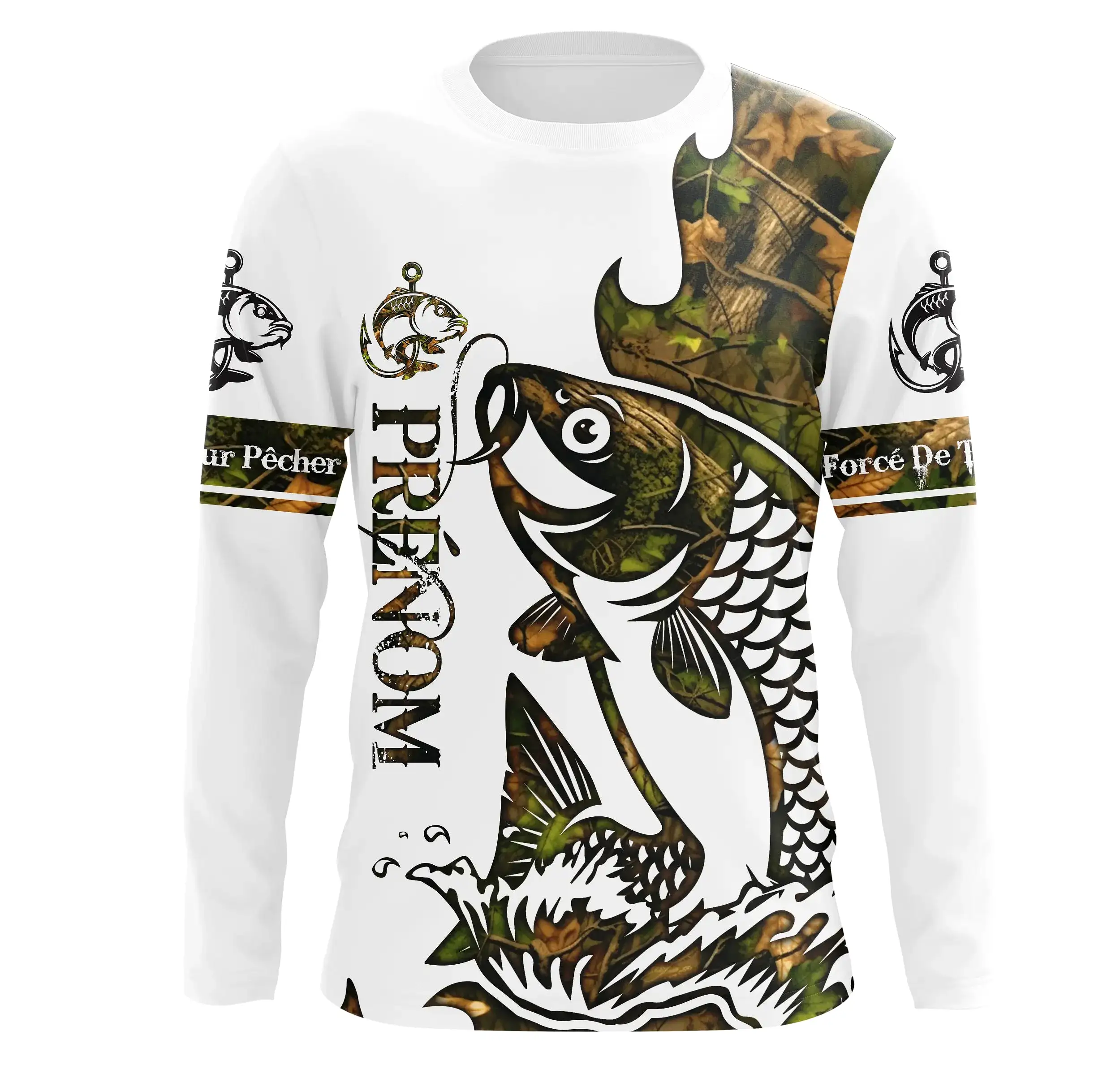 T-shirt Sweater Tatouage Camouflage Pêche De La Carpe, Cadeau Personnalisé Pêcheur - CT09012224