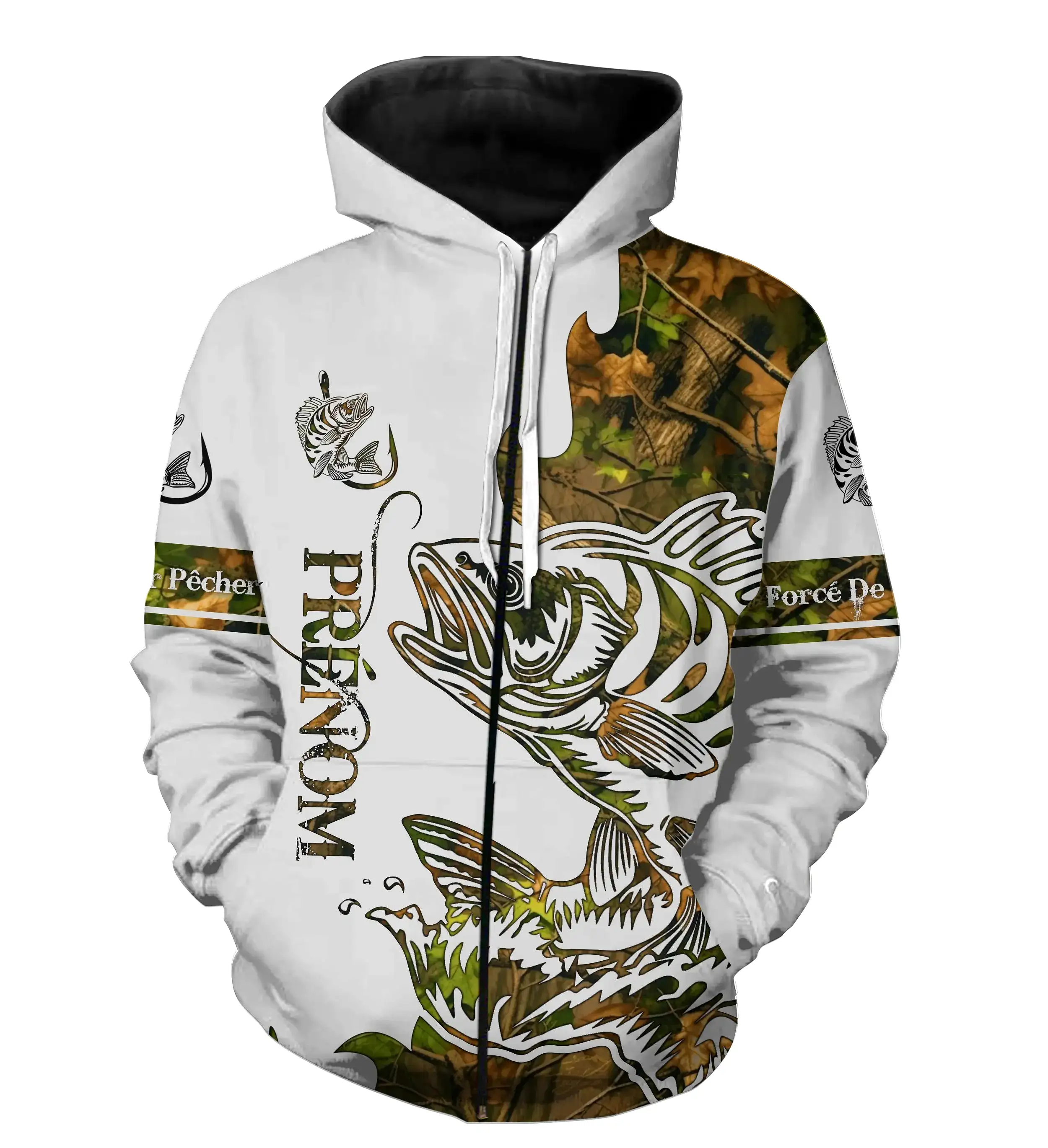 T-shirt Sweater Tatouage Camouflage Pêche De La Perche, Cadeau Personnalisé Pêcheur - CT09012228