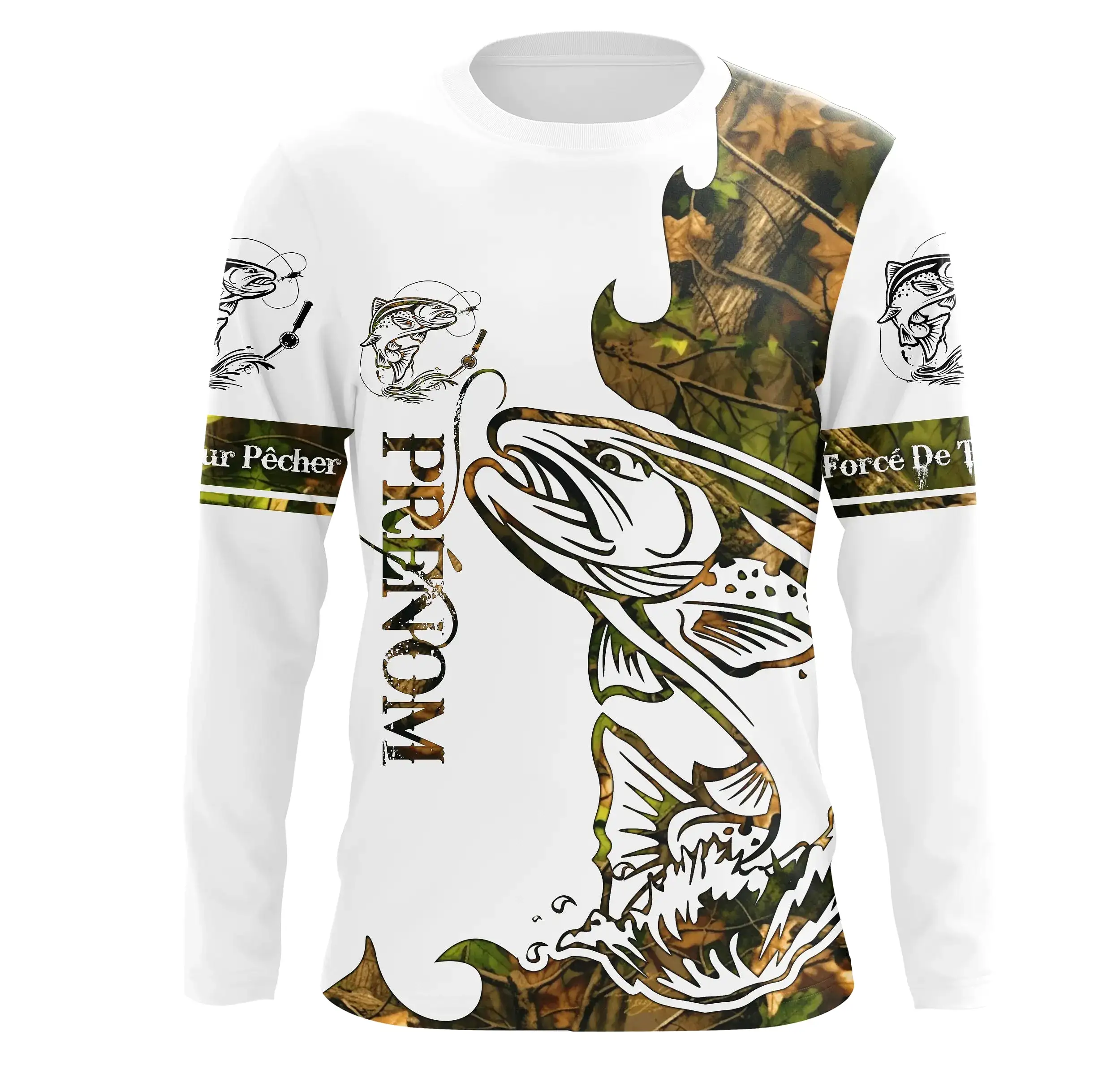 T-shirt Sweater Tatouage Camouflage Pêche De La Truite, Cadeau Personnalisé Pêcheur - CT09012226