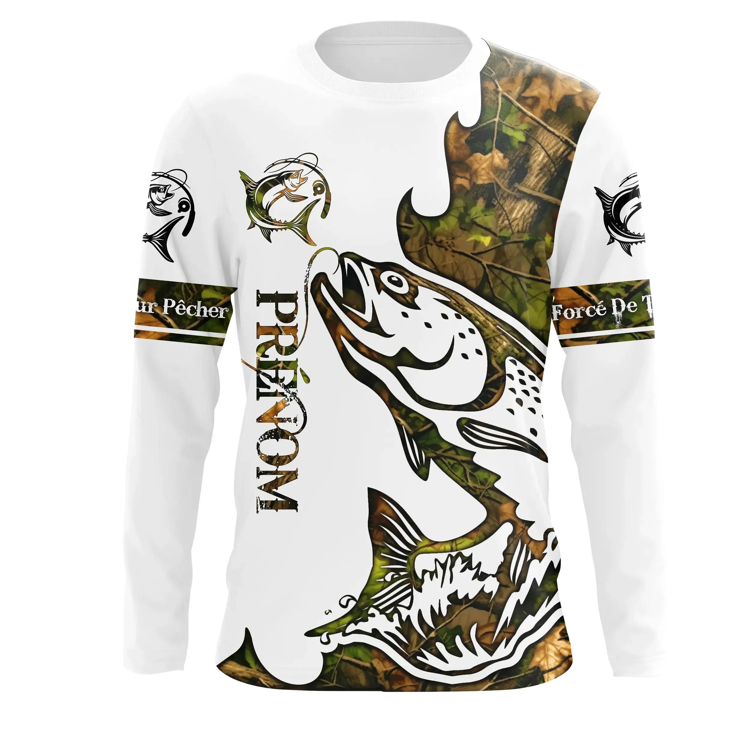 T-shirt Sweater Tatouage Camouflage Pêche Du Saumon, Cadeau Personnalisé Pêcheur - CT09012225