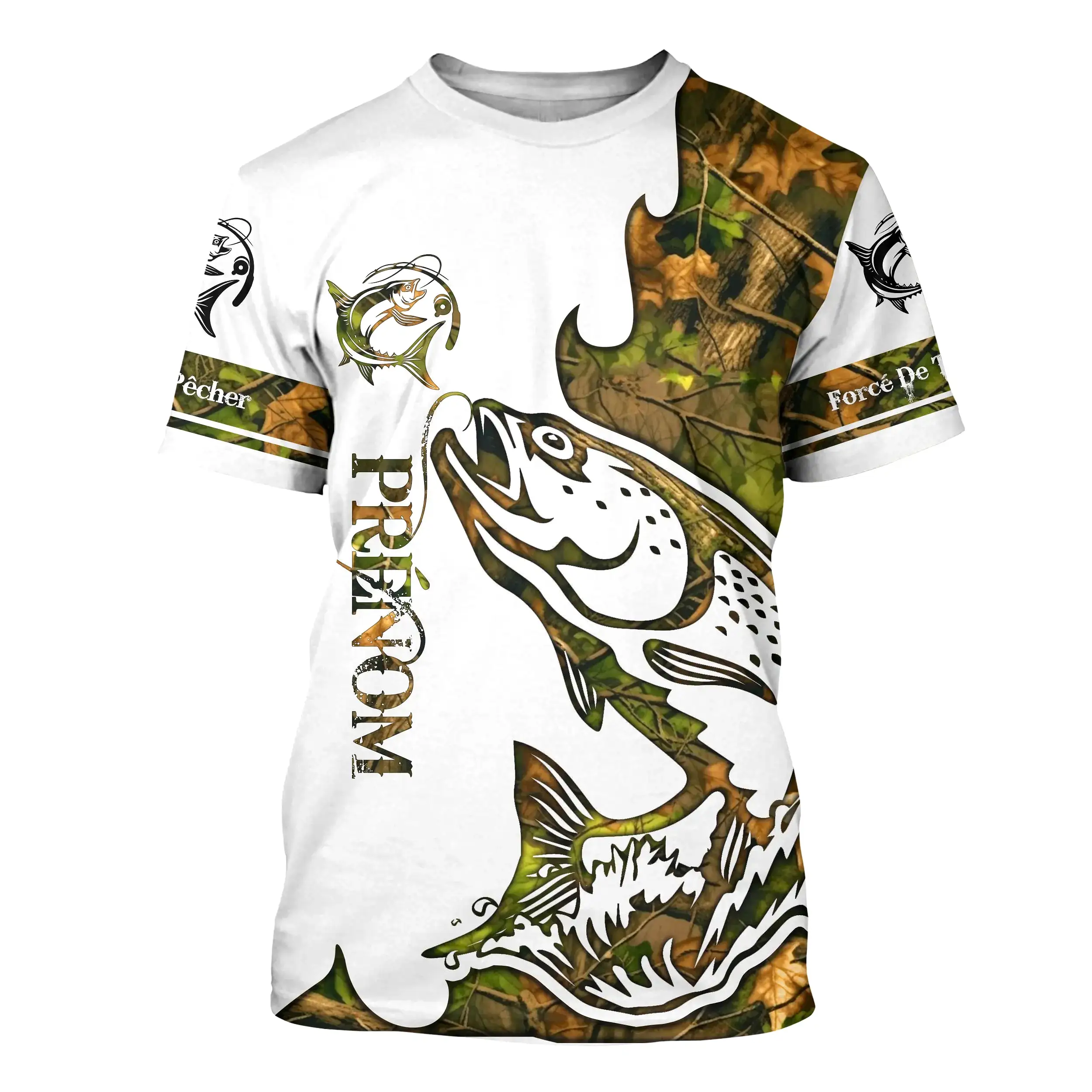 T-shirt Sweater Tatouage Camouflage Pêche Du Saumon, Cadeau Personnalisé Pêcheur - CT09012225