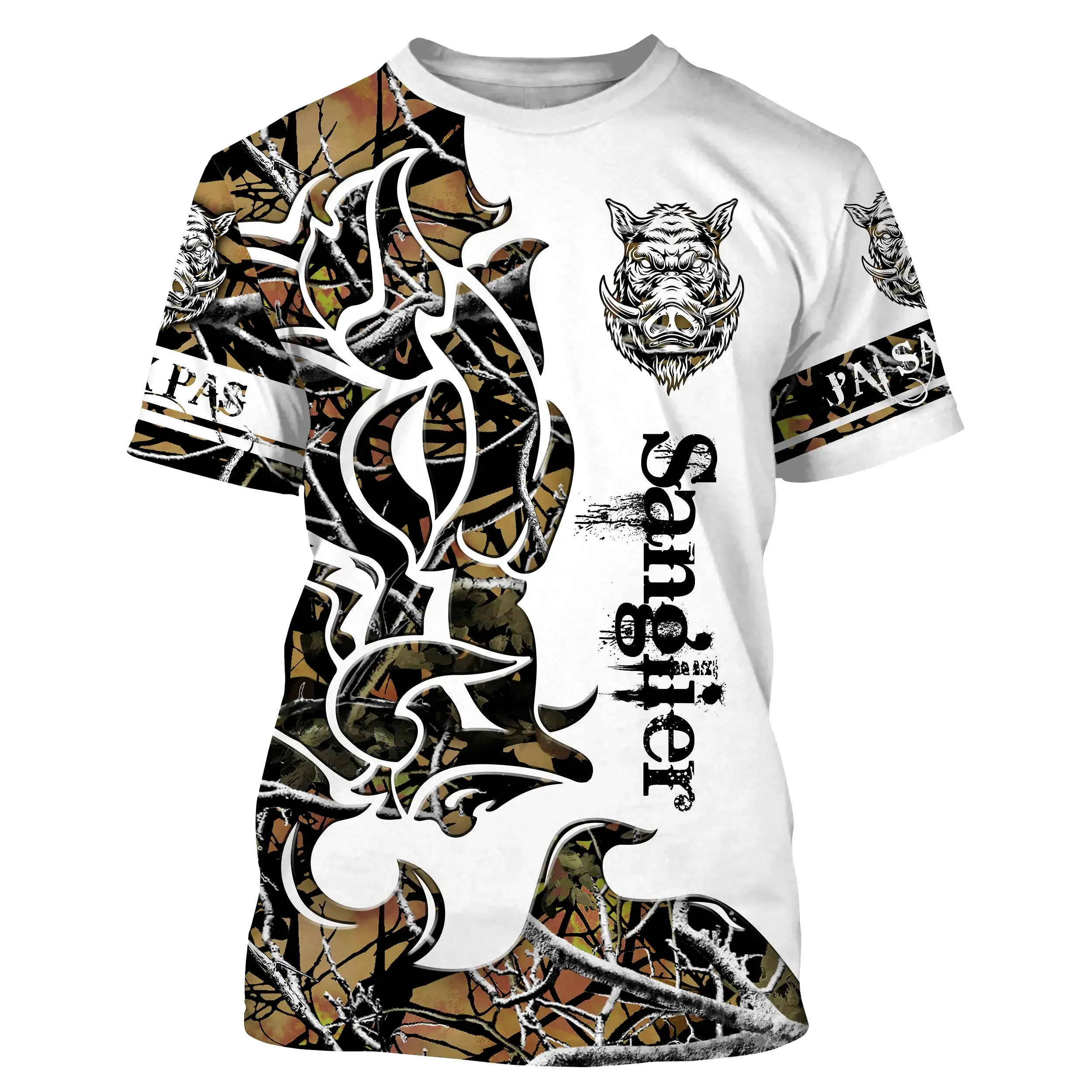 T-shirt Tatouage Chasse Du Sanglier, Camouflage Chasse, Surprise Du Chasseur - CT12082220