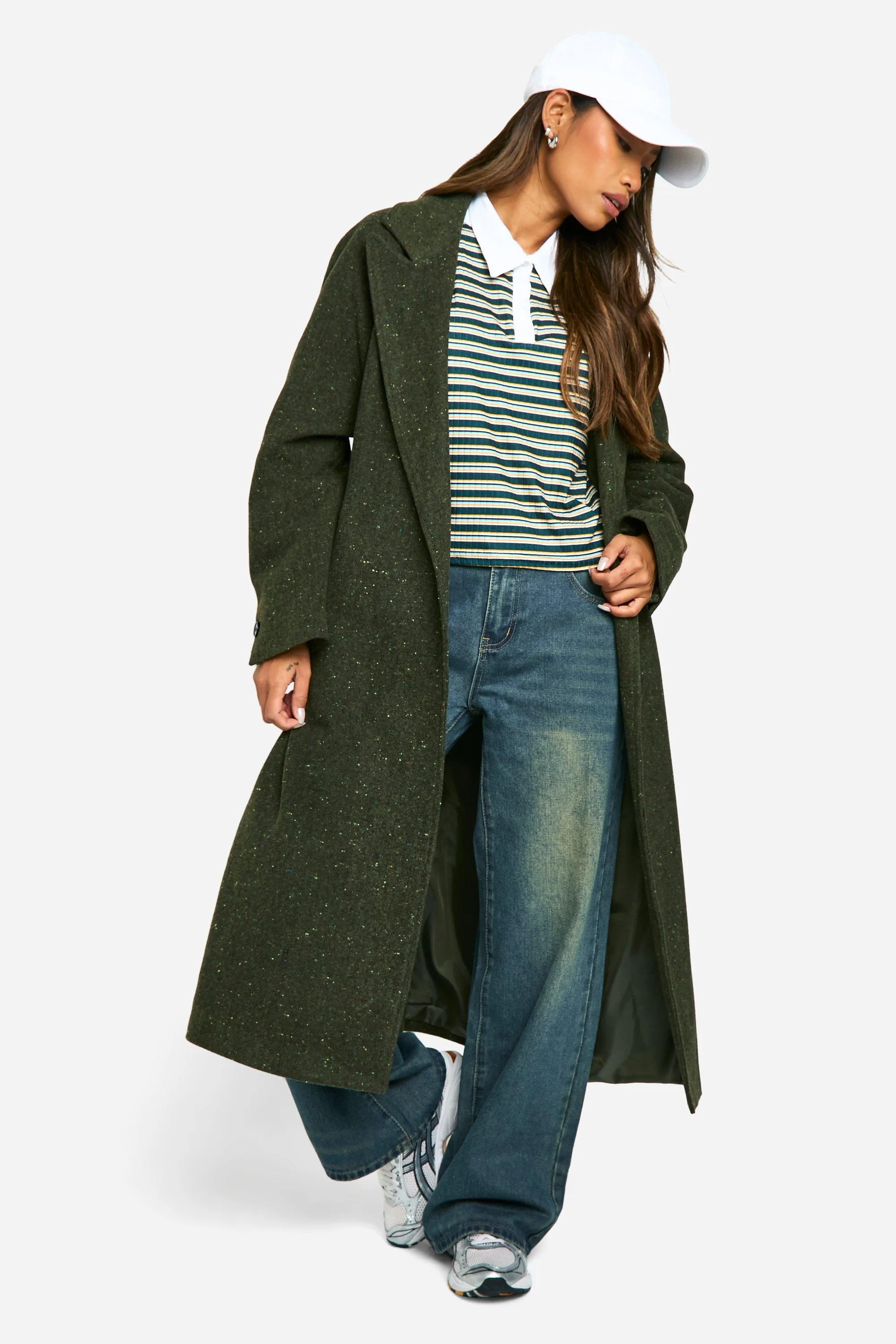 Textured Oversized Wool Look Coat