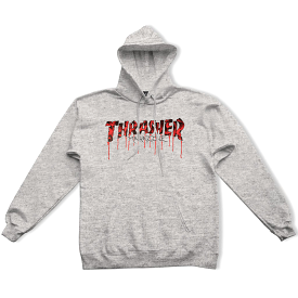 THRASHER SWEAT BLOOD DRIP HOOD ASH