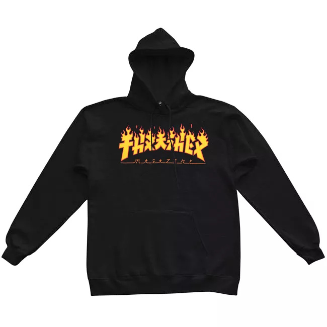 THRASHER SWEAT GODZILLA FLAME HOOD BLACK