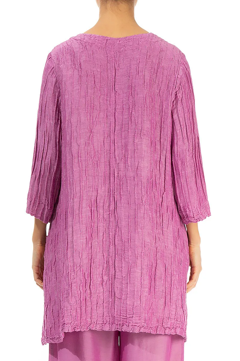 Twin Pockets Crinkled Wild Berry Silk Linen Tunic